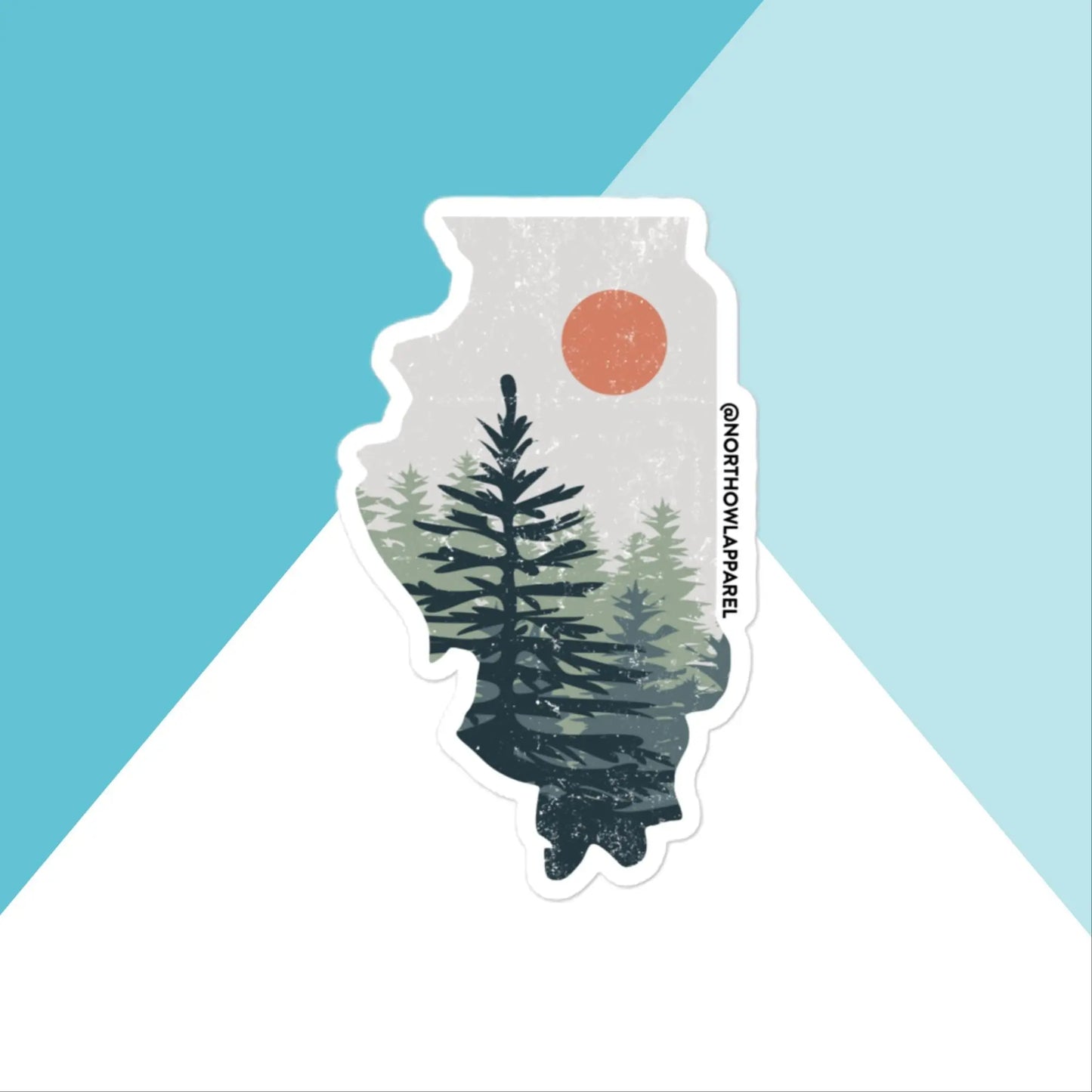 Illinois Distressed Pine Trees Vinyl Sticker North Owl Apparel