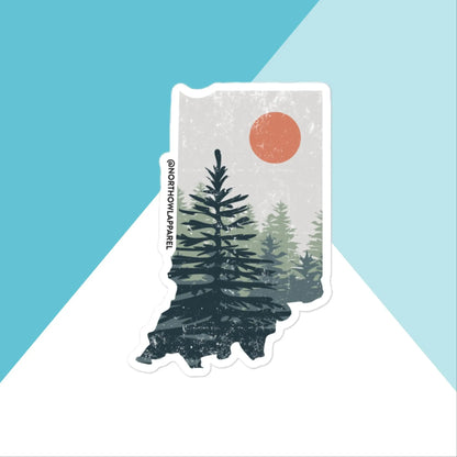 Indiana Distressed Pine Trees Vinyl Sticker North Owl Apparel