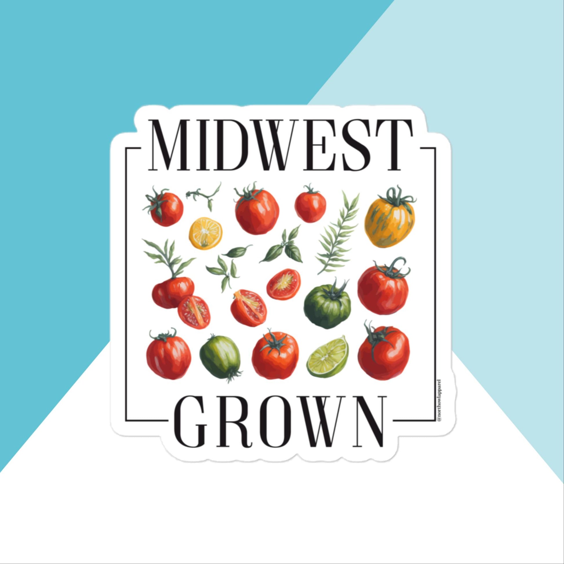 Midwest Grown Heirloom Tomato Summer Vinyl Sticker North Owl Apparel