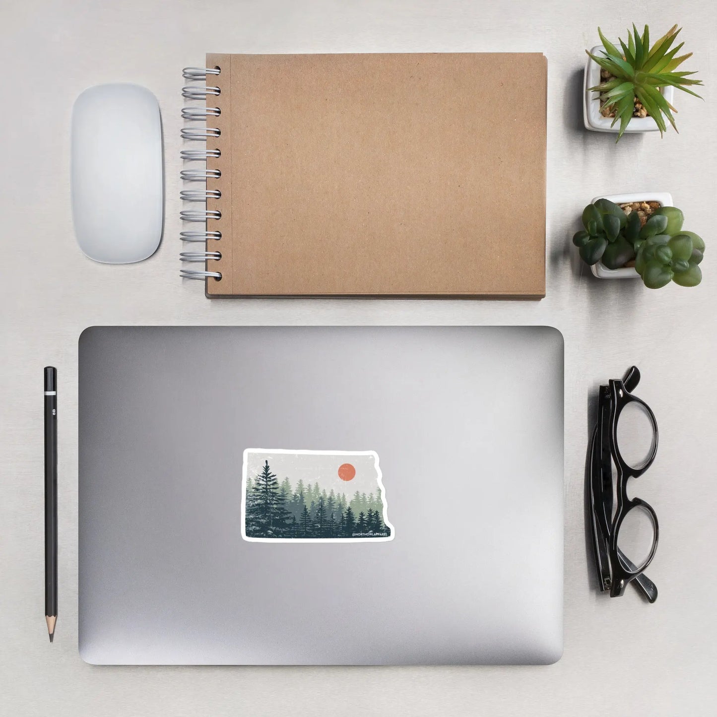 North Dakota Pine Trees Distressed Vinyl Sticker North Owl Apparel