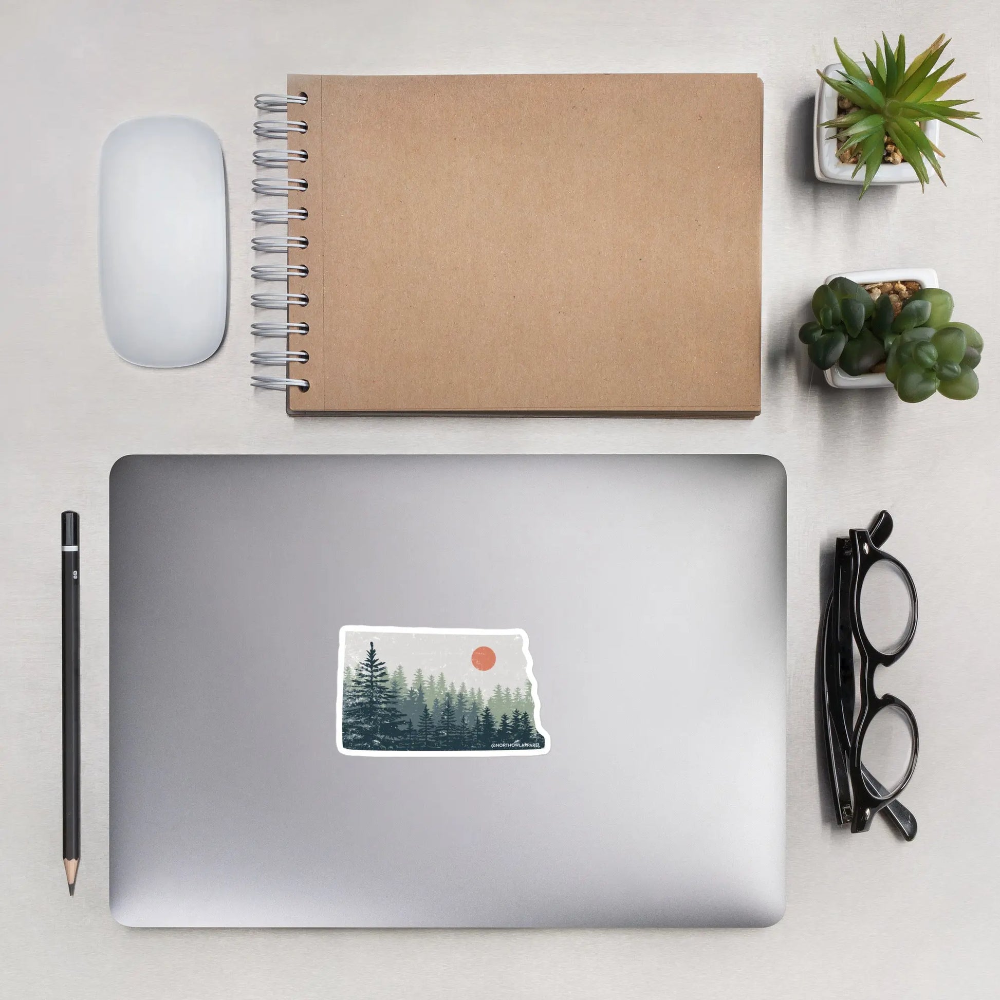 North Dakota Pine Trees Distressed Vinyl Sticker North Owl Apparel