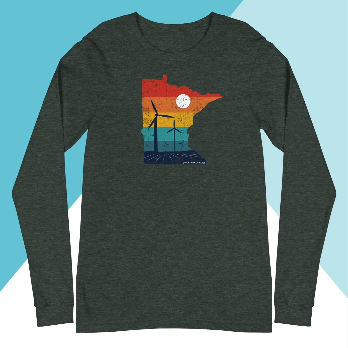 Minnesota Rural Retro Windmill Sunset Unisex Long Sleeve Shirt North Owl Apparel