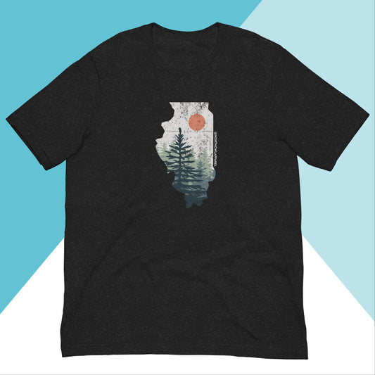 Illinois Pine Trees Distressed Unisex Shirt North Owl Apparel