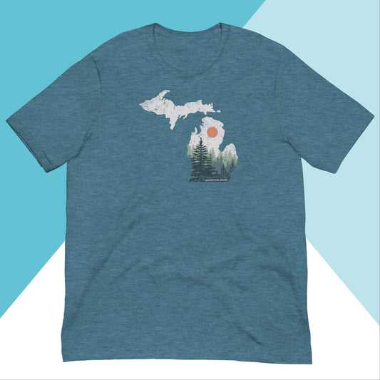 Michigan Pine Trees Distressed Unisex Shirt North Owl Apparel
