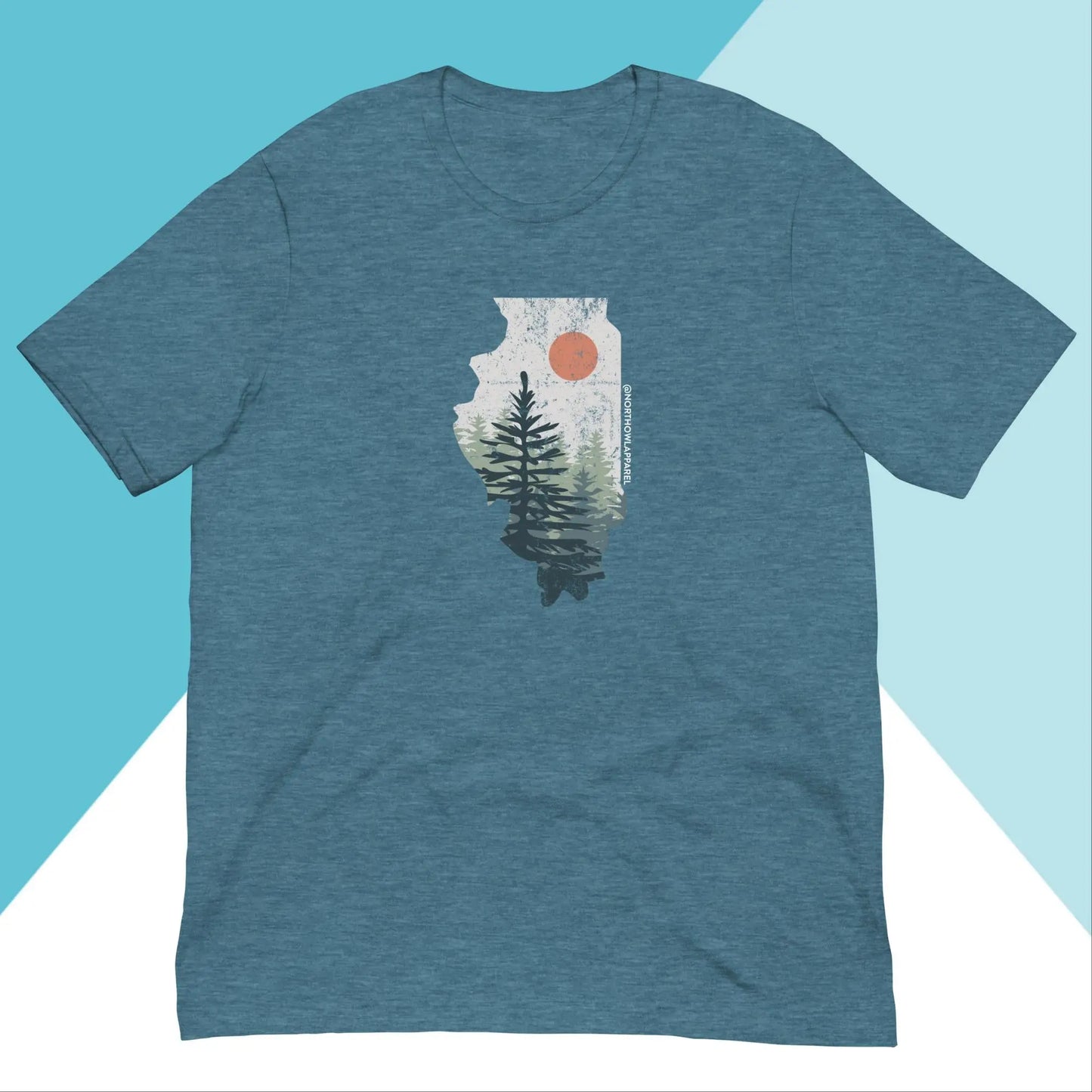 Illinois Pine Trees Distressed Unisex Shirt North Owl Apparel