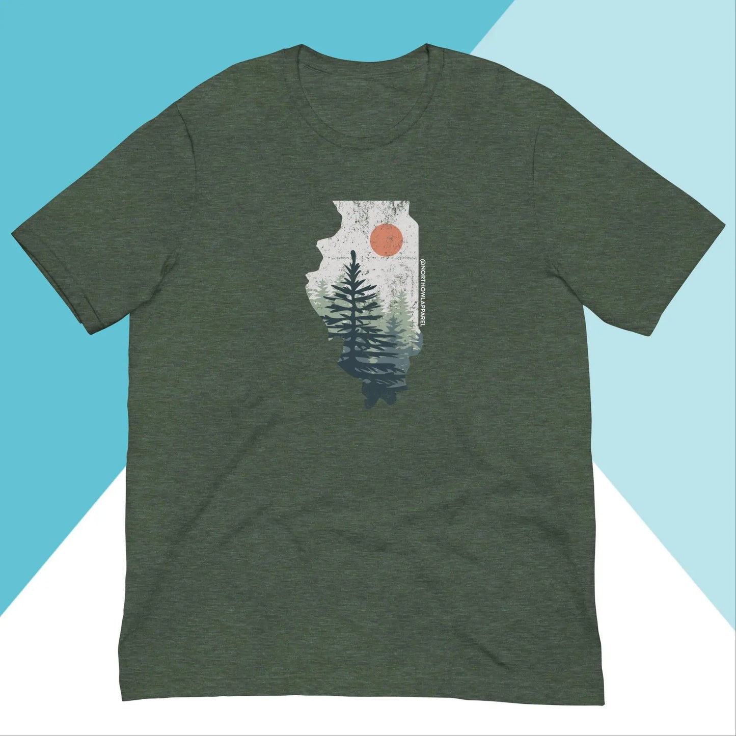 Illinois Pine Trees Distressed Unisex Shirt North Owl Apparel