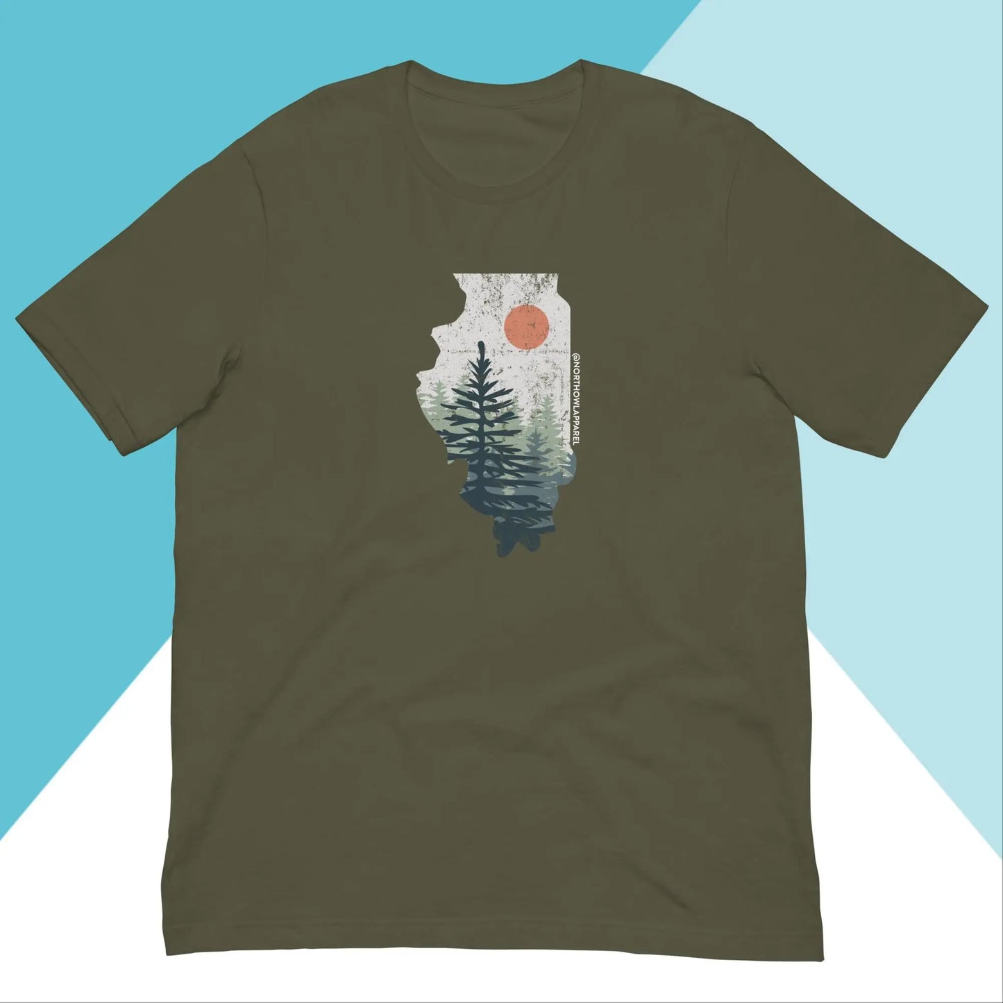 Illinois Pine Trees Distressed Unisex Shirt North Owl Apparel