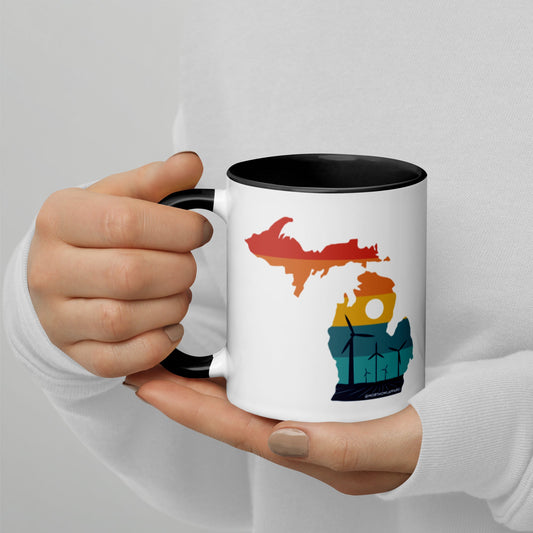 Michigan Rural Retro Windmill Sunset Ceramic Mug North Owl Apparel