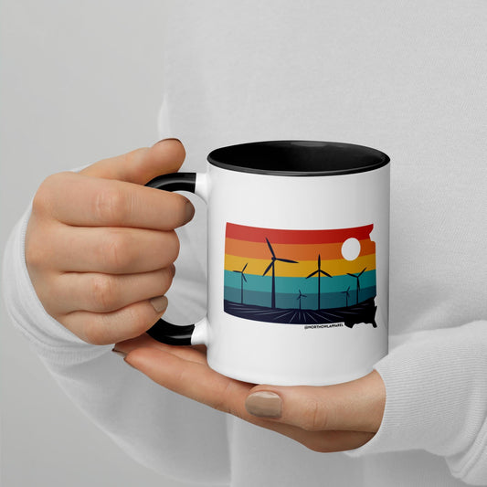 South Dakota Rural Retro Windmill Sunset Ceramic Mug North Owl Apparel