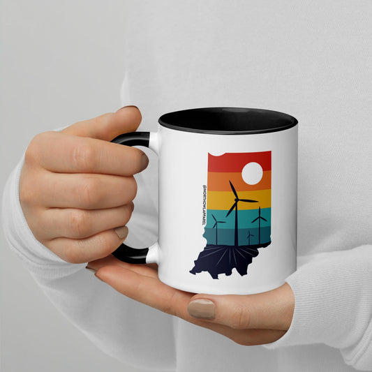 Indiana Rural Retro Windmill Sunset Ceramic Mug North Owl Apparel