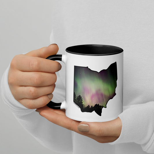 Ohio State Shape Northern Lights Coffee Mug North Owl Apparel