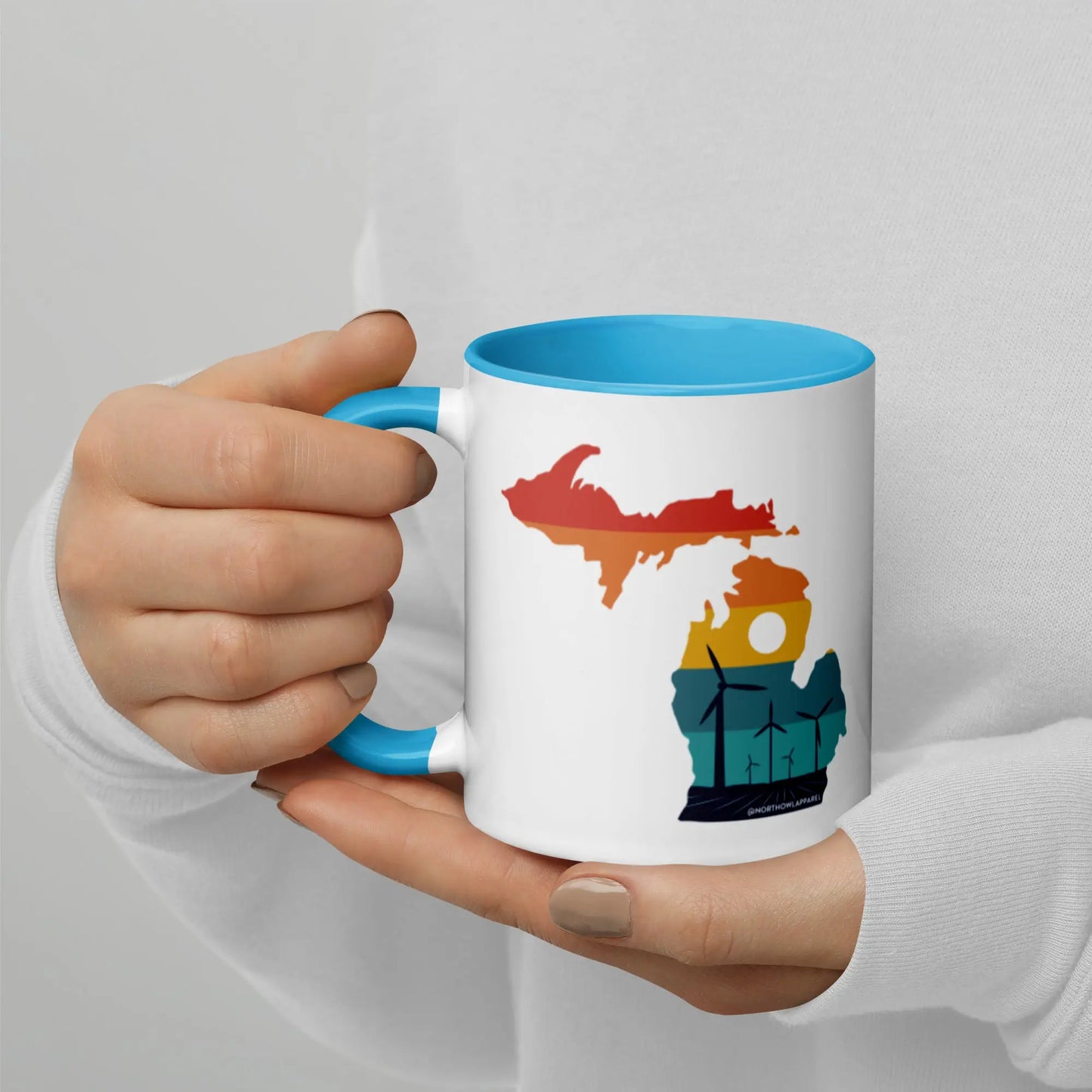 Michigan Rural Retro Windmill Sunset Ceramic Mug North Owl Apparel