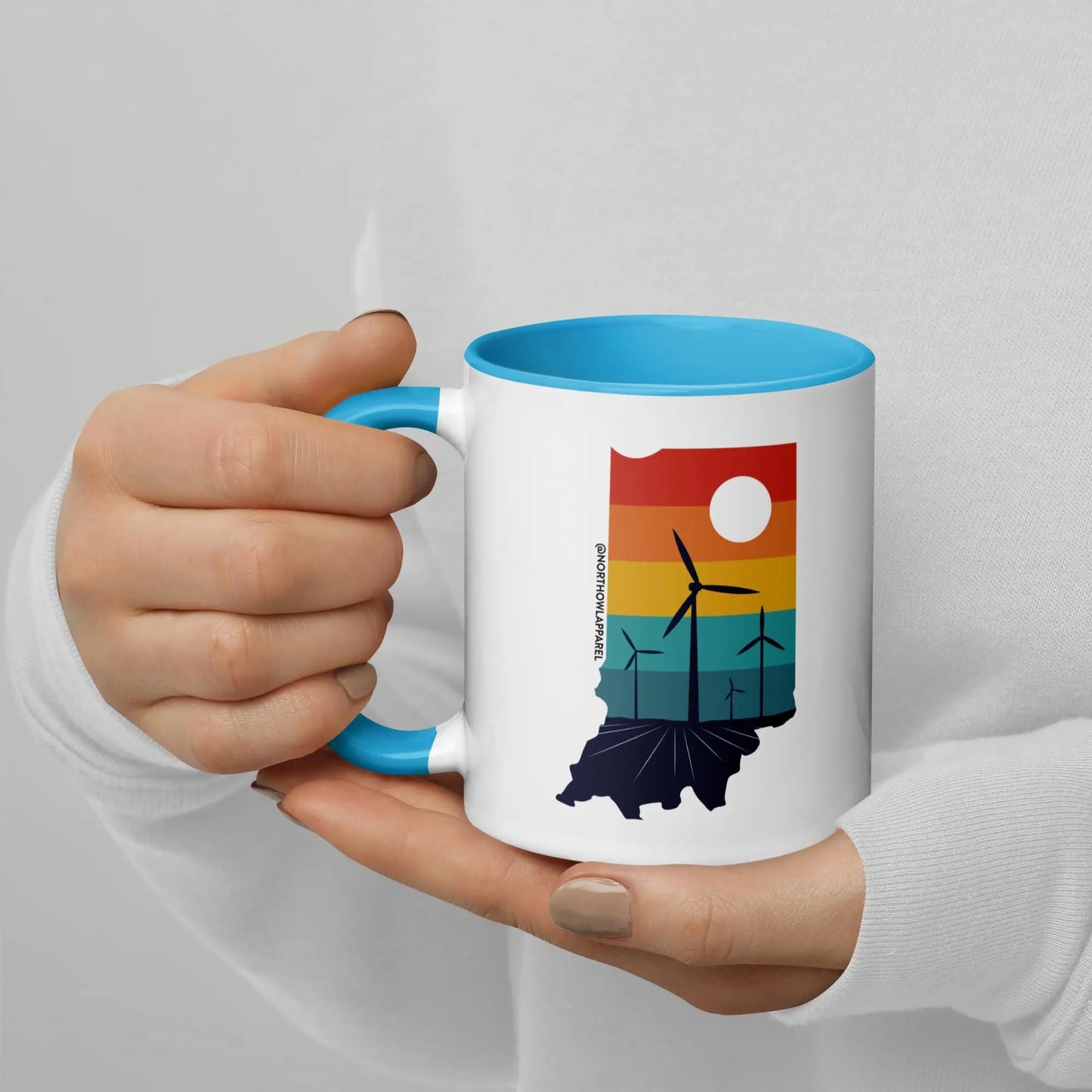 Indiana Rural Retro Windmill Sunset Ceramic Mug North Owl Apparel