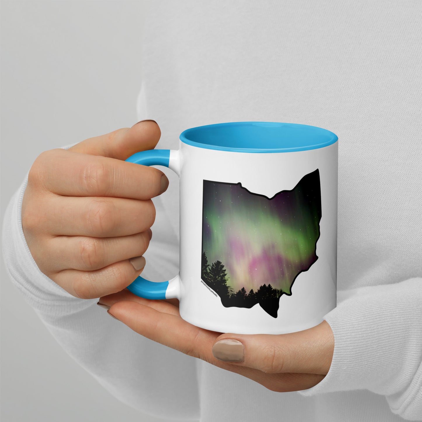 Ohio State Shape Northern Lights Coffee Mug North Owl Apparel