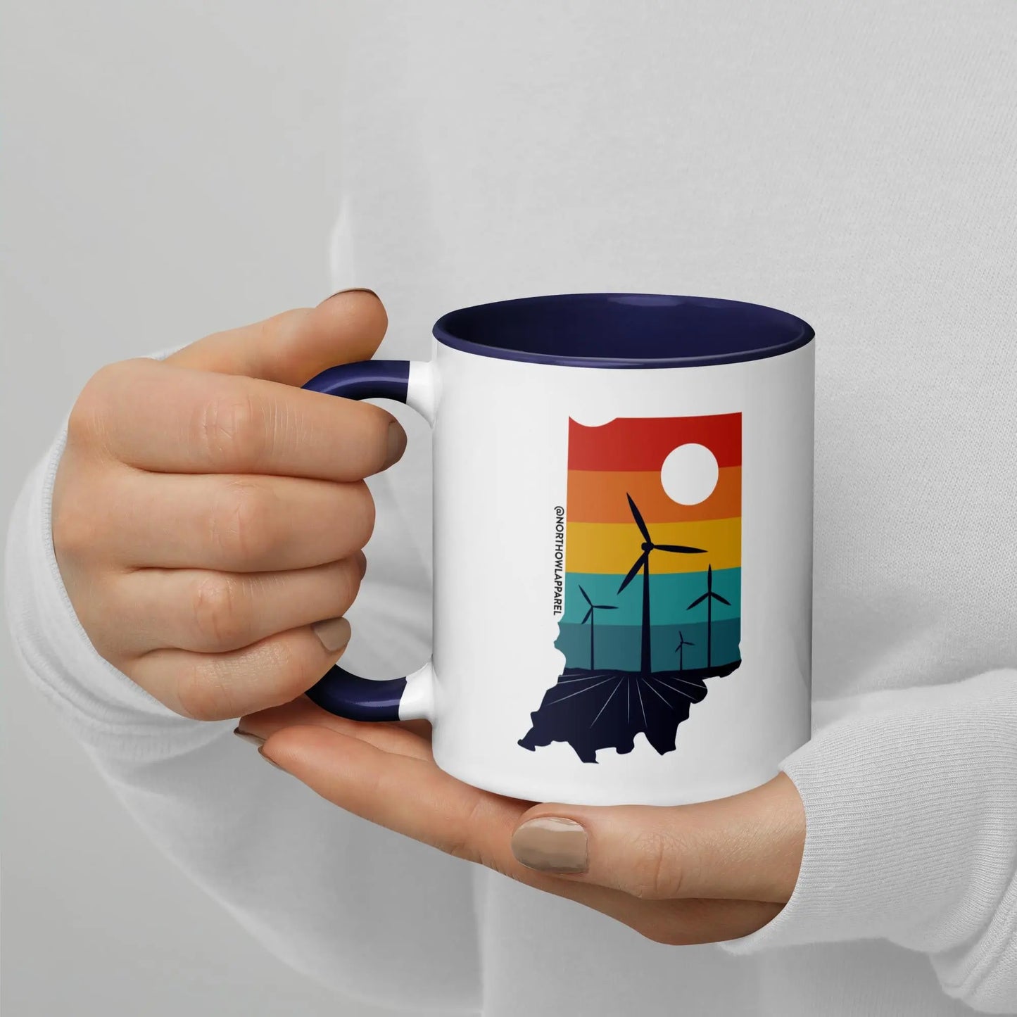 Indiana Rural Retro Windmill Sunset Ceramic Mug North Owl Apparel