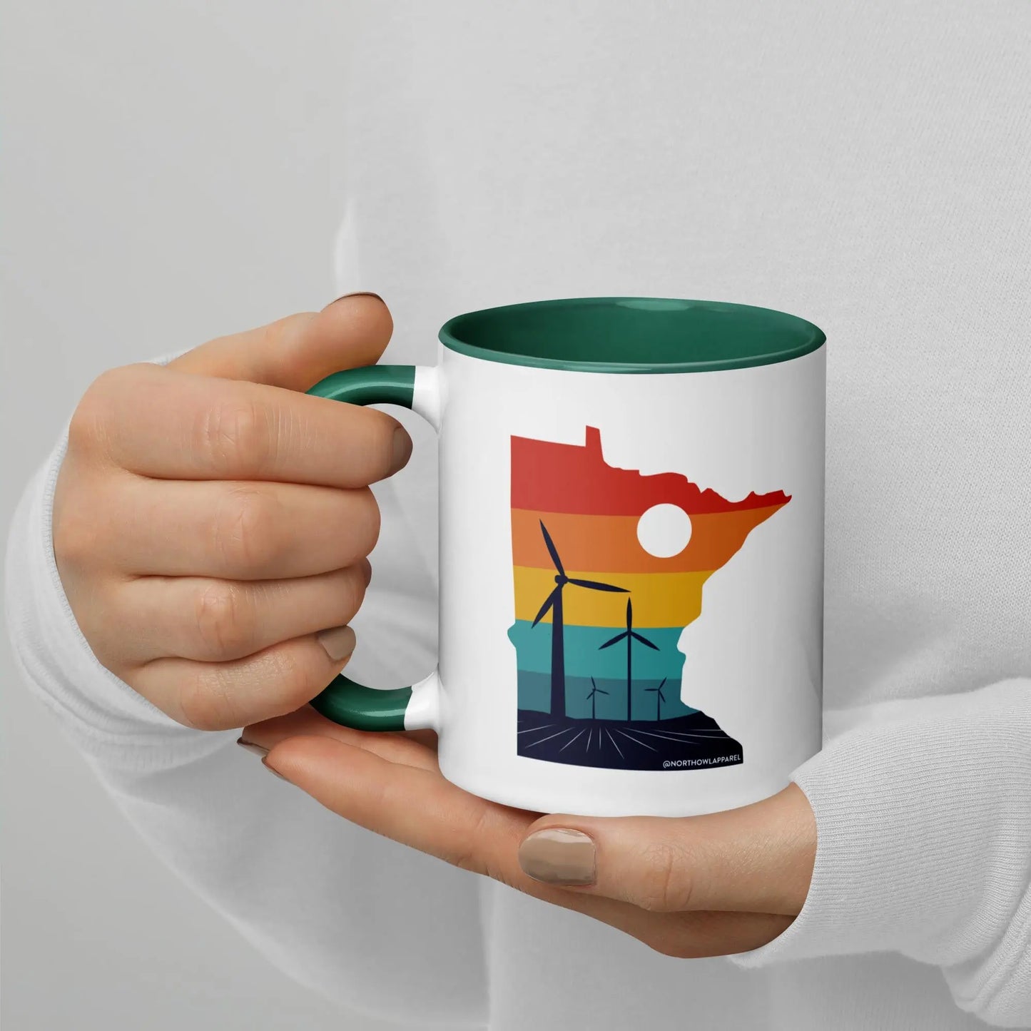 Minnesota Rural Retro Windmill Sunset Ceramic Mug North Owl Apparel