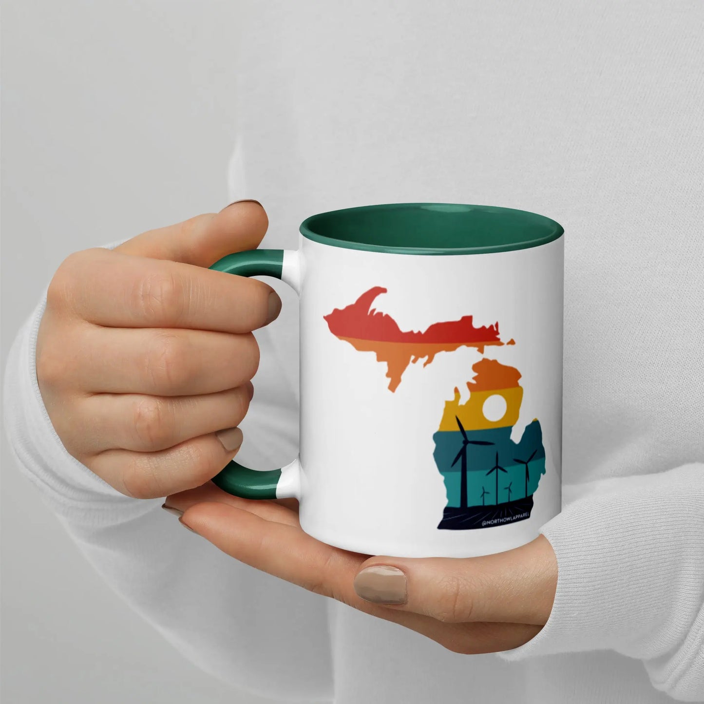 Michigan Rural Retro Windmill Sunset Ceramic Mug North Owl Apparel