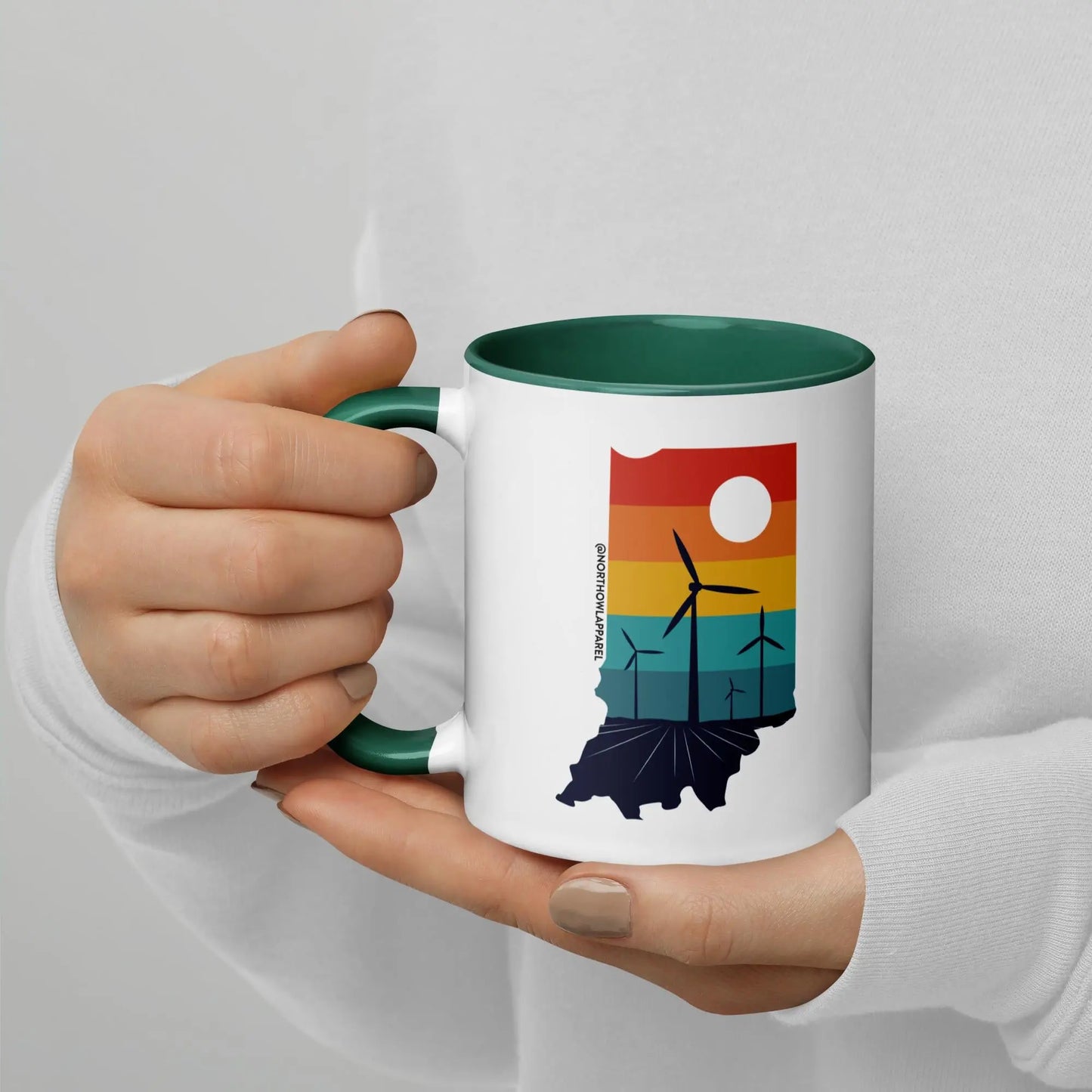 Indiana Rural Retro Windmill Sunset Ceramic Mug North Owl Apparel