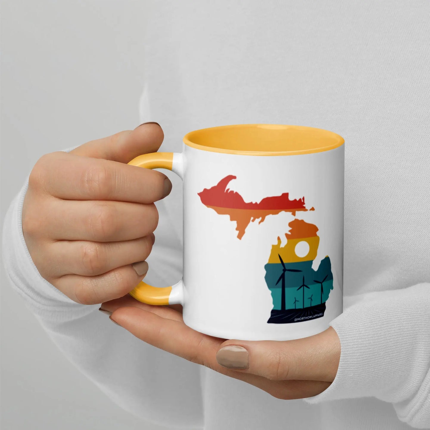 Michigan Rural Retro Windmill Sunset Ceramic Mug North Owl Apparel