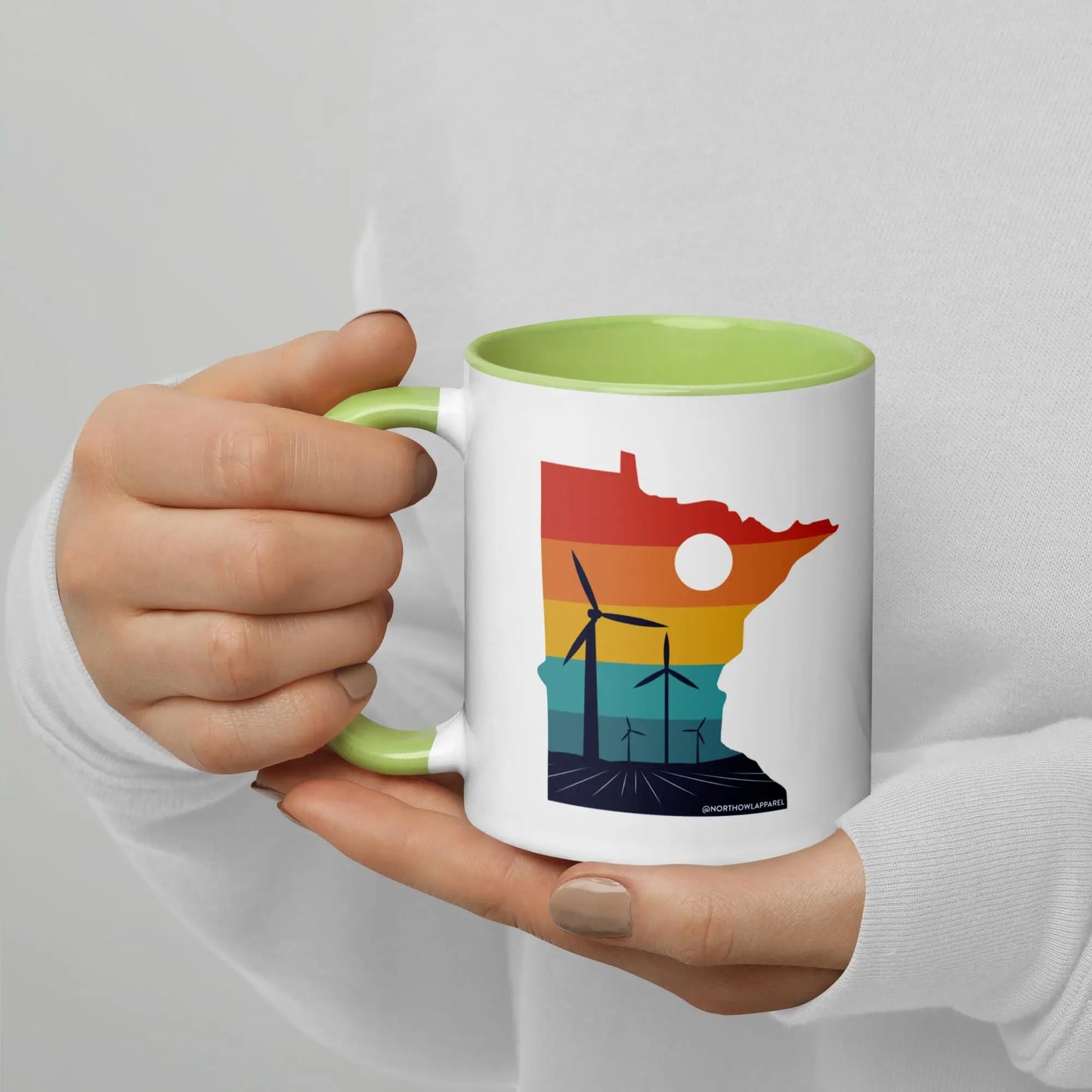 Minnesota Rural Retro Windmill Sunset Ceramic Mug North Owl Apparel