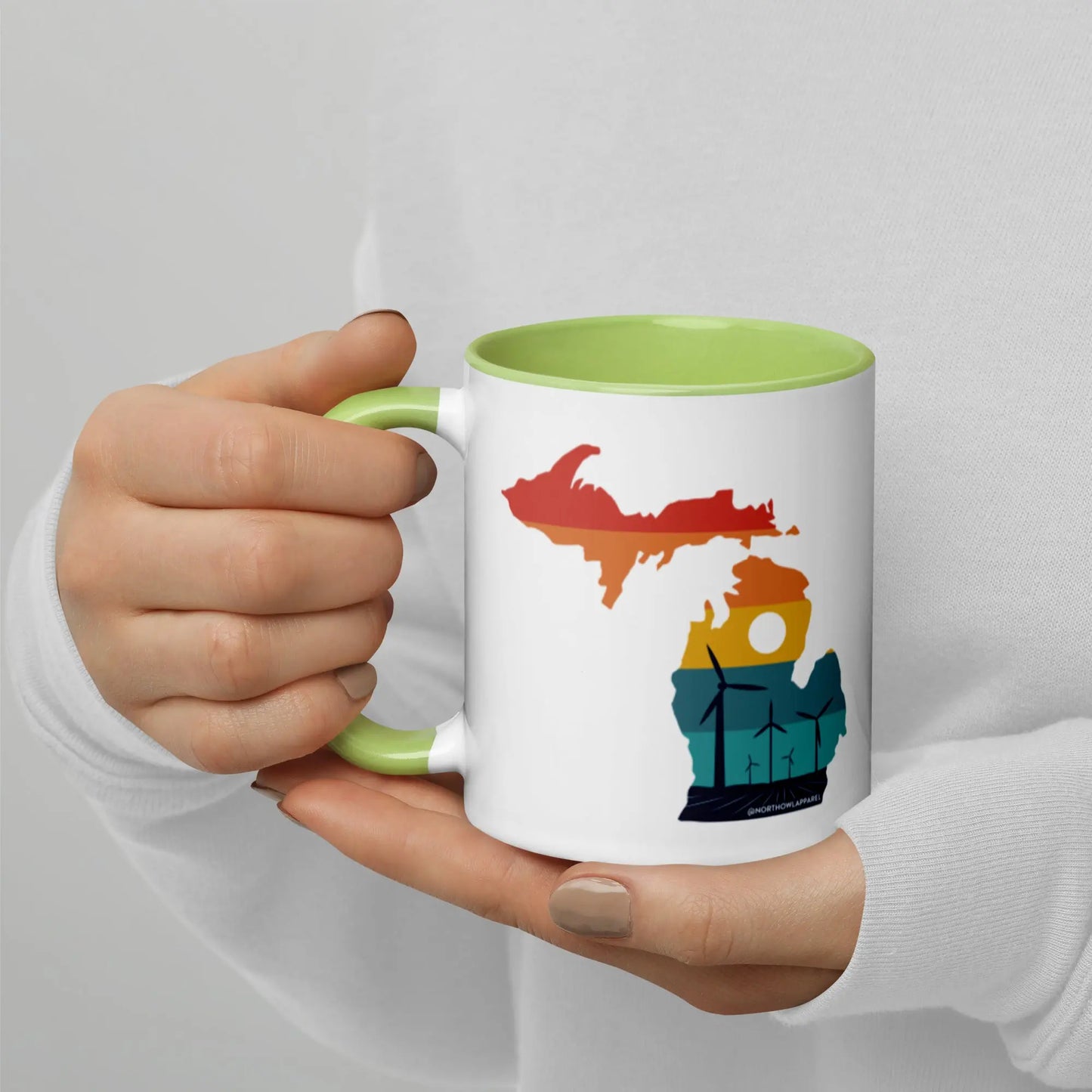 Michigan Rural Retro Windmill Sunset Ceramic Mug North Owl Apparel