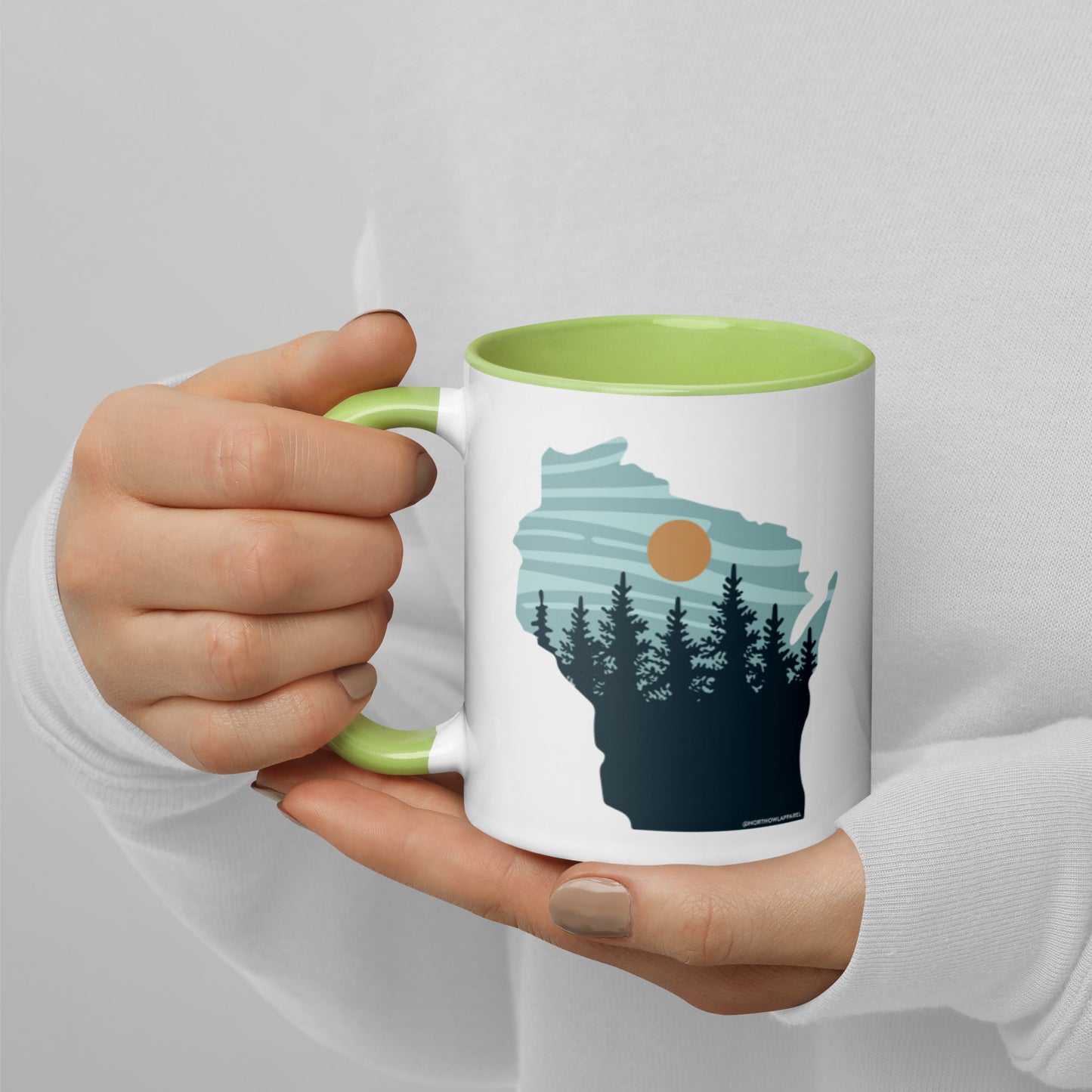 Wisconsin Pastel Pine Trees Coffee Mug North Owl Apparel