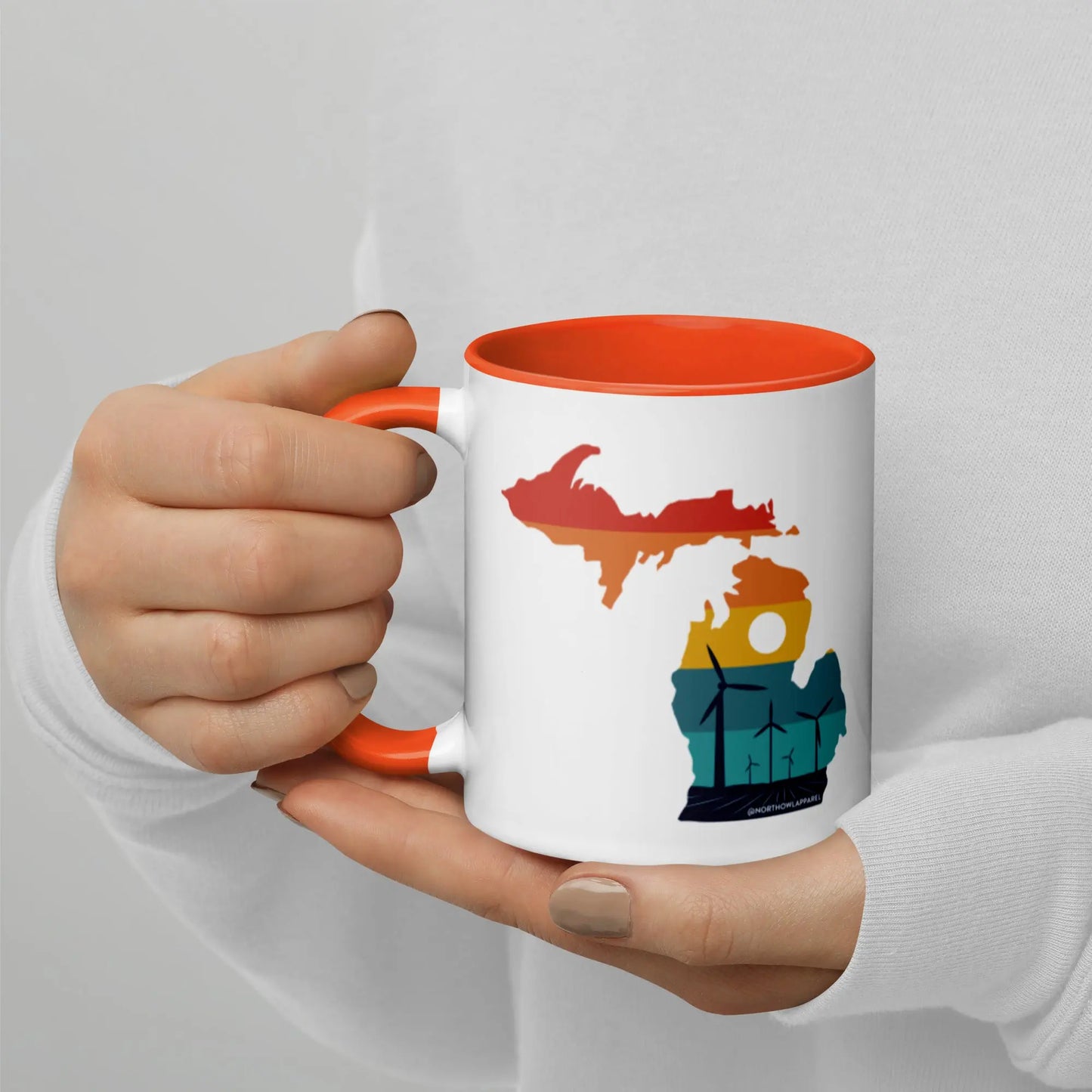 Michigan Rural Retro Windmill Sunset Ceramic Mug North Owl Apparel