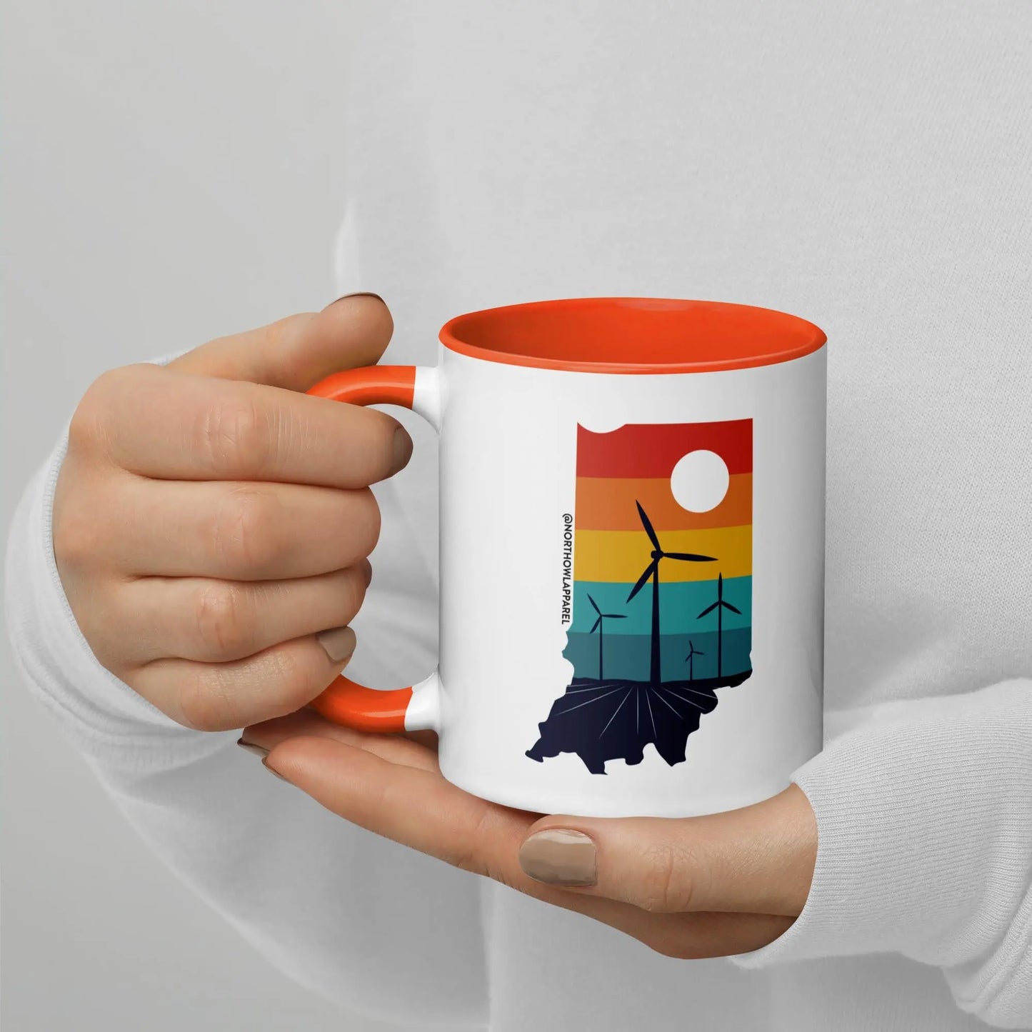 Indiana Rural Retro Windmill Sunset Ceramic Mug North Owl Apparel