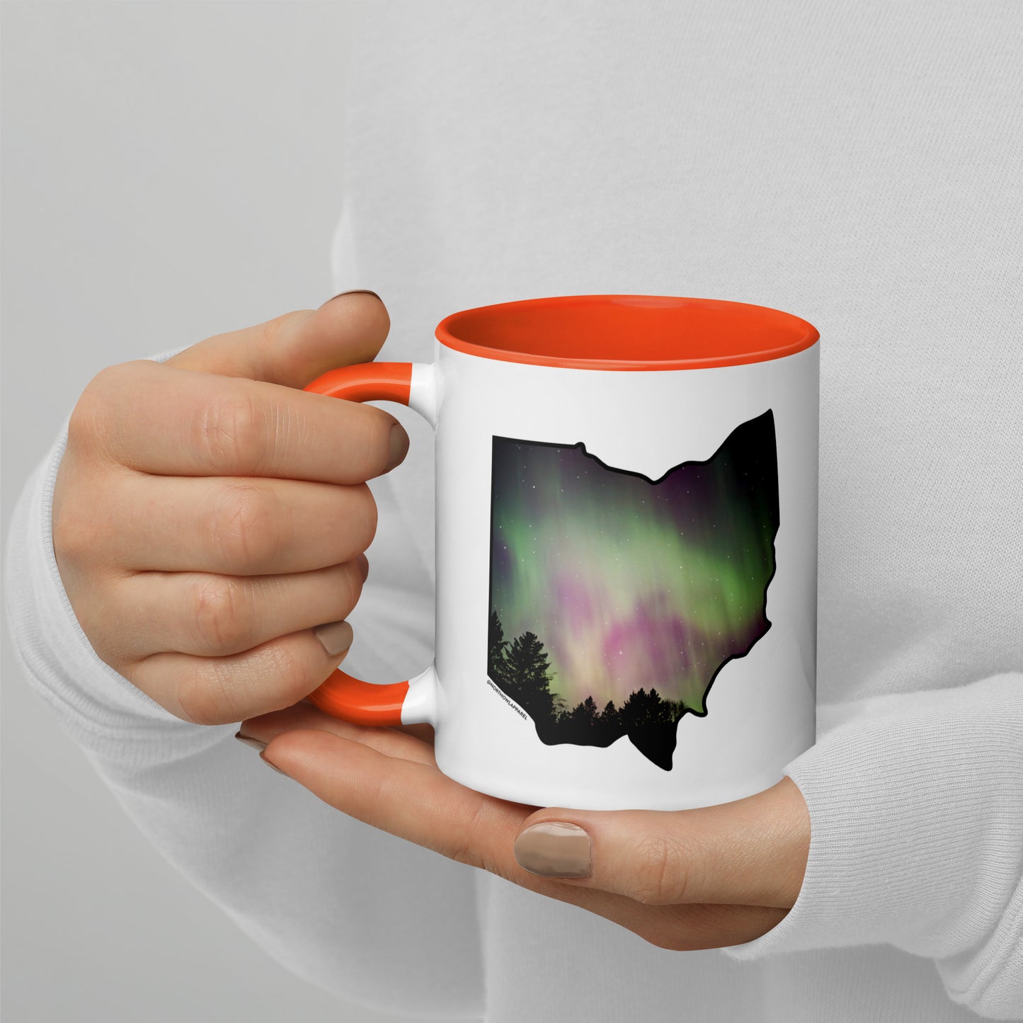 Ohio State Shape Northern Lights Coffee Mug North Owl Apparel