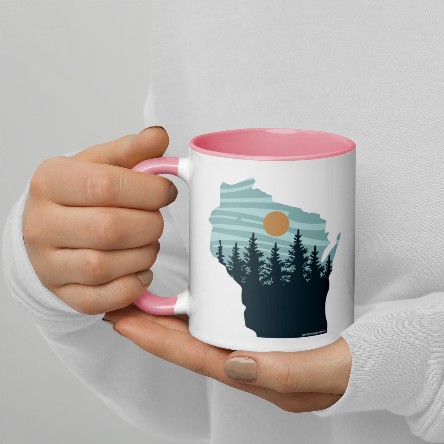Wisconsin Pastel Pine Trees Coffee Mug North Owl Apparel
