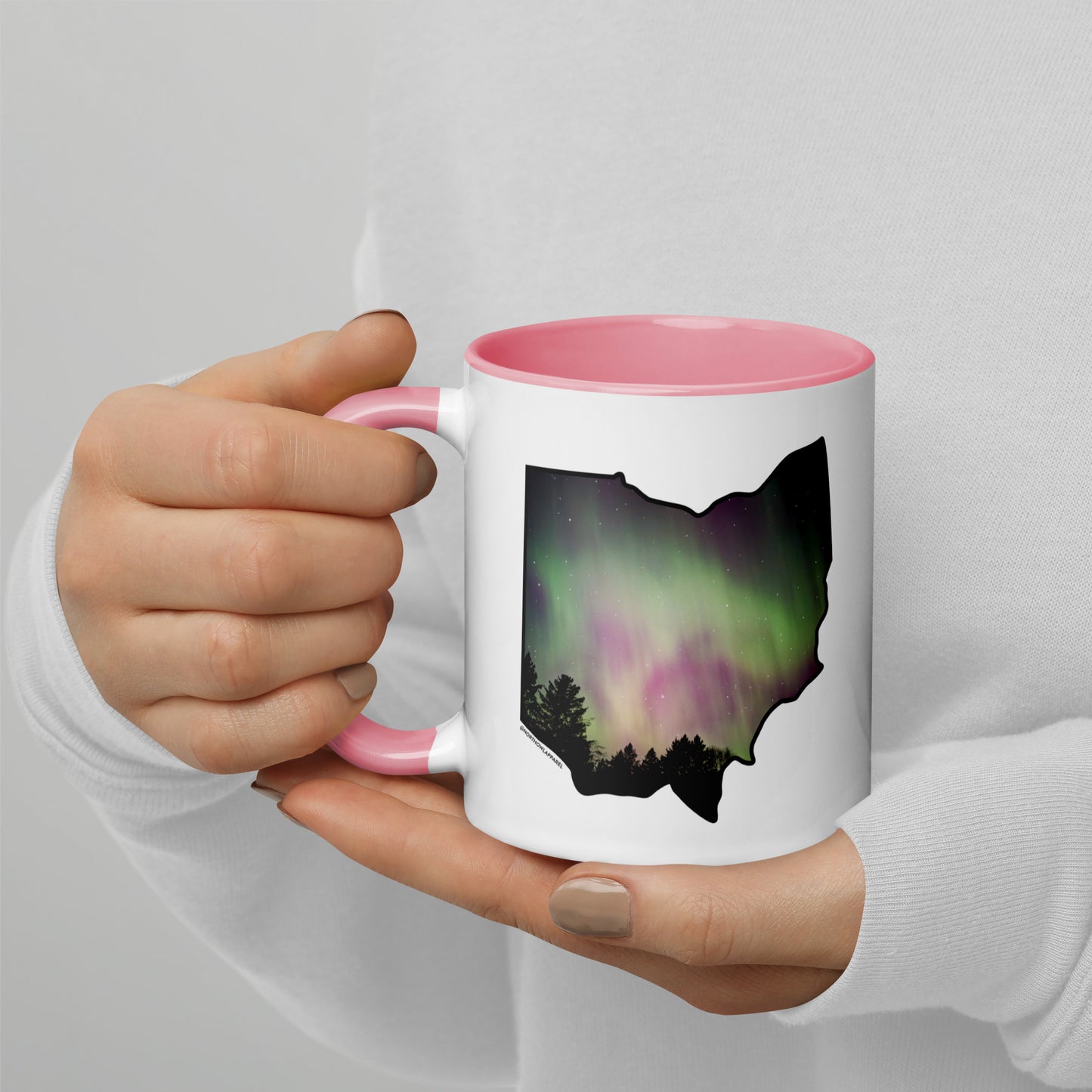 Ohio State Shape Northern Lights Coffee Mug North Owl Apparel