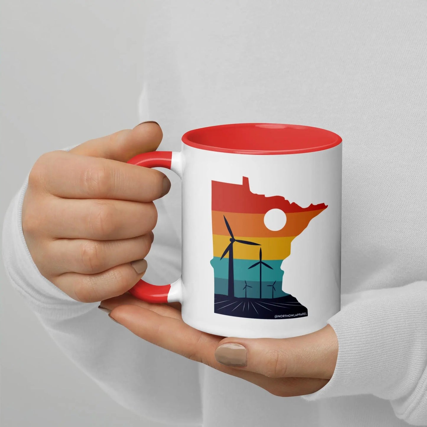 Minnesota Rural Retro Windmill Sunset Ceramic Mug North Owl Apparel