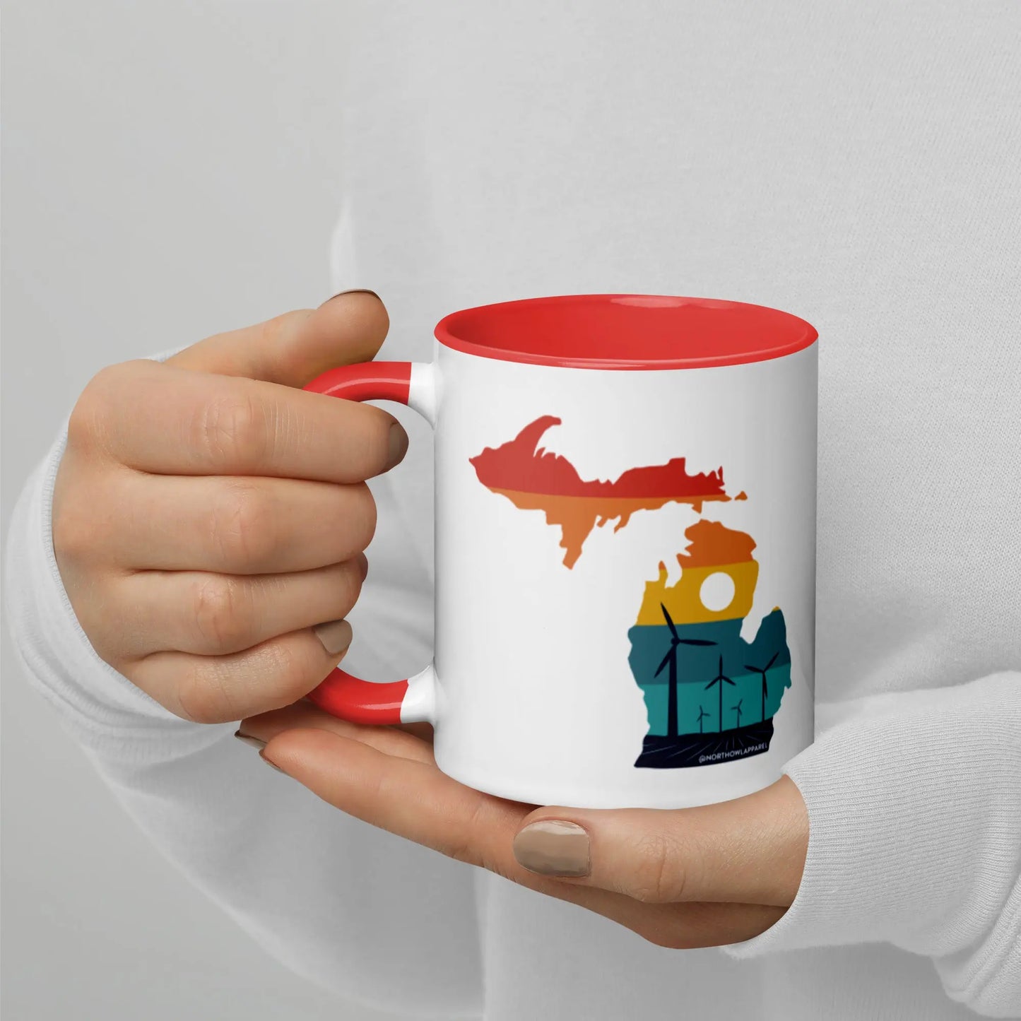 Michigan Rural Retro Windmill Sunset Ceramic Mug North Owl Apparel