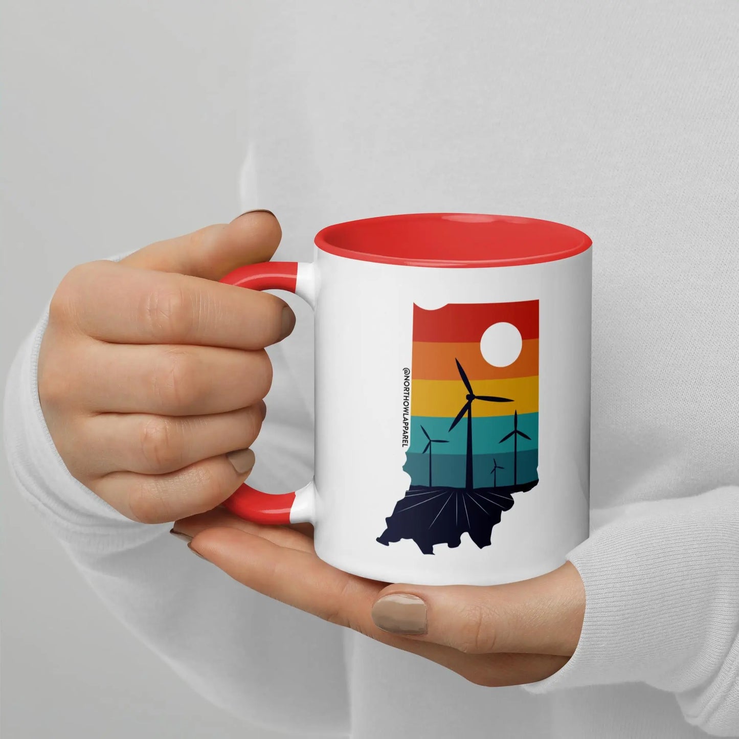 Indiana Rural Retro Windmill Sunset Ceramic Mug North Owl Apparel