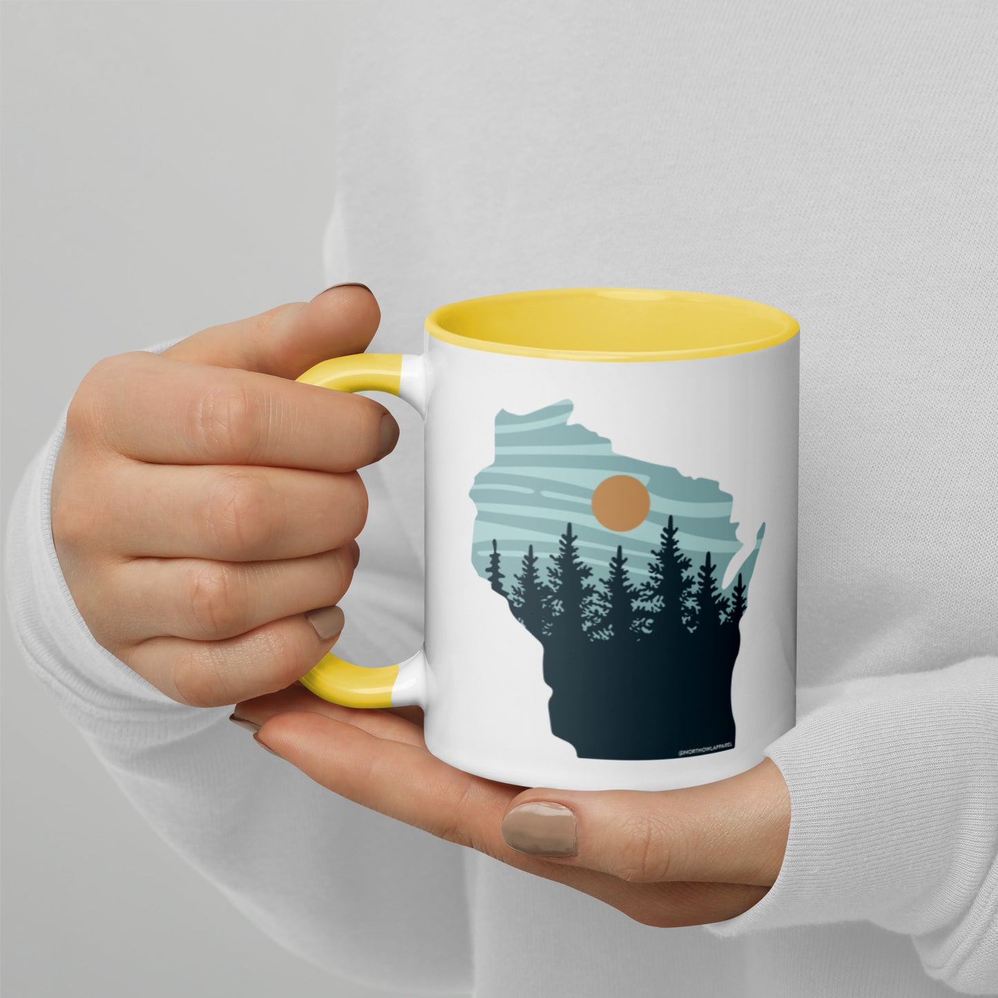 Wisconsin Pastel Pine Trees Coffee Mug North Owl Apparel