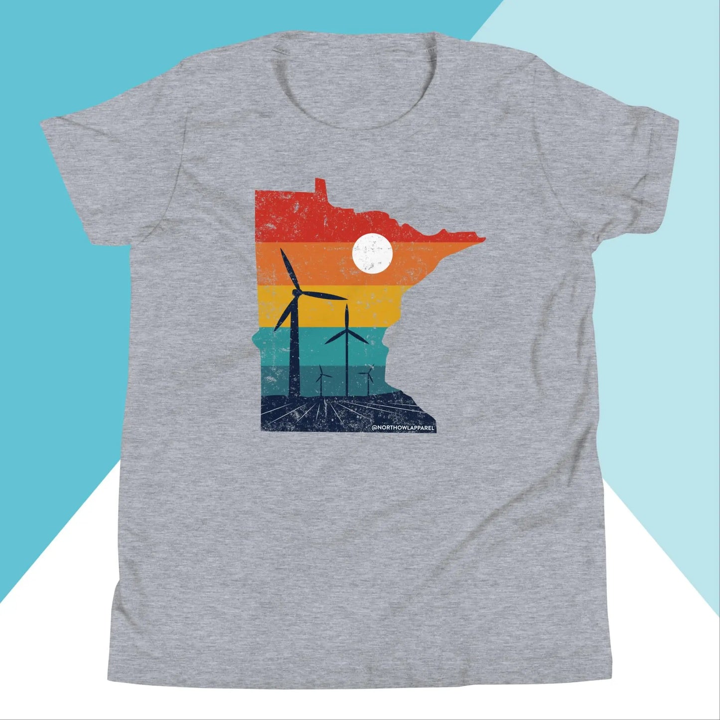Minnesota Rural Retro Windmill Sunset Youth Kids Shirt North Owl Apparel