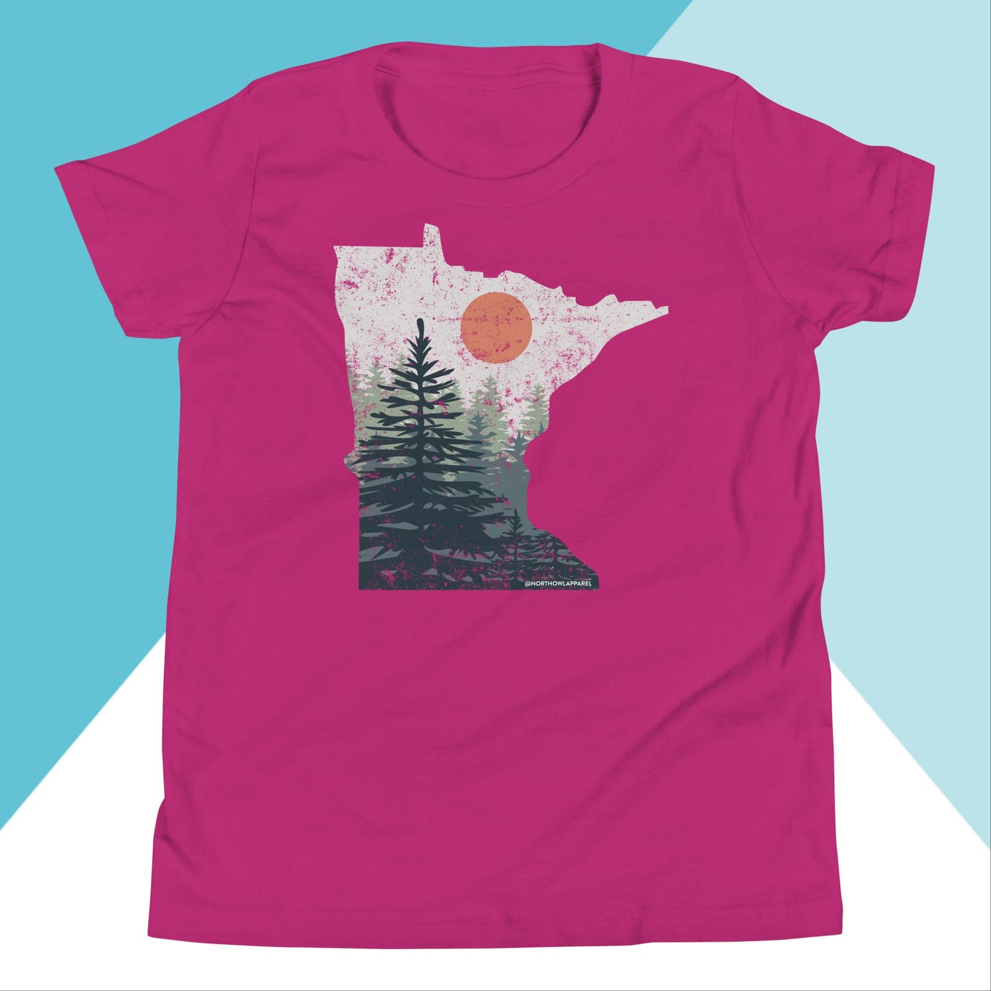 Minnesota Pine Trees Distressed Youth Kids Shirt