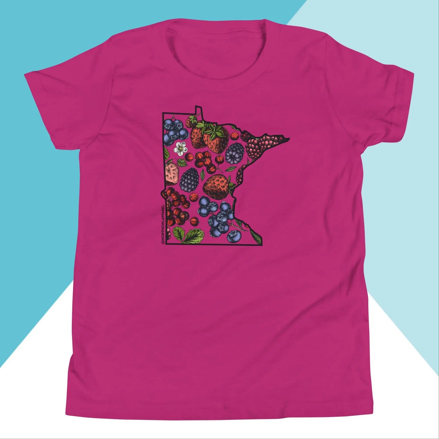 Minnesota Berries Fruit Strawberry Blueberry Raspberry Cherry Youth Shirt North Owl Apparel