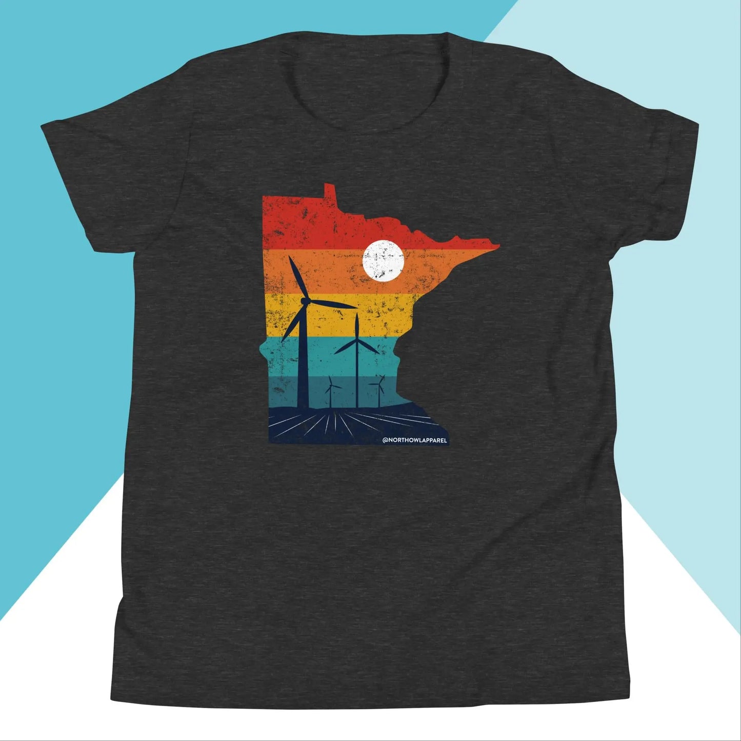 Minnesota Rural Retro Windmill Sunset Youth Kids Shirt North Owl Apparel