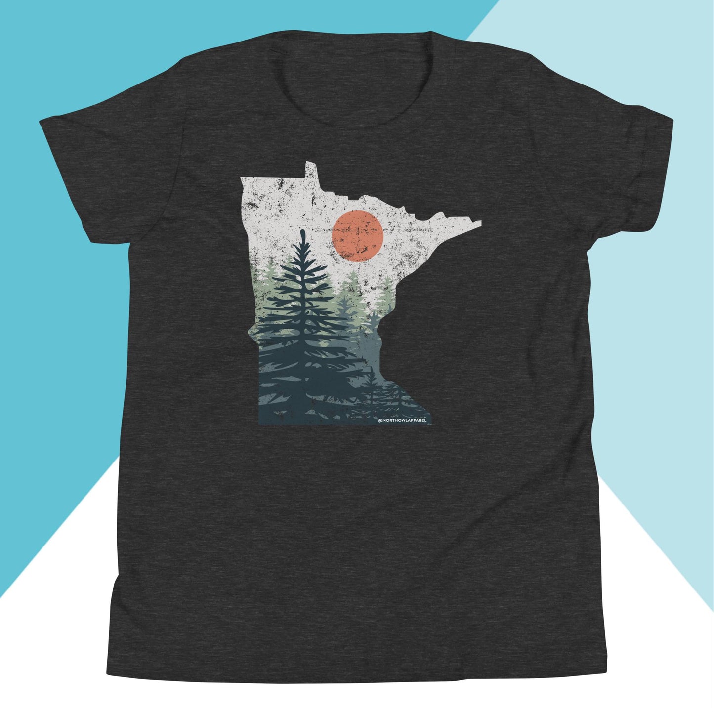 Minnesota Pine Trees Distressed Youth Kids Shirt