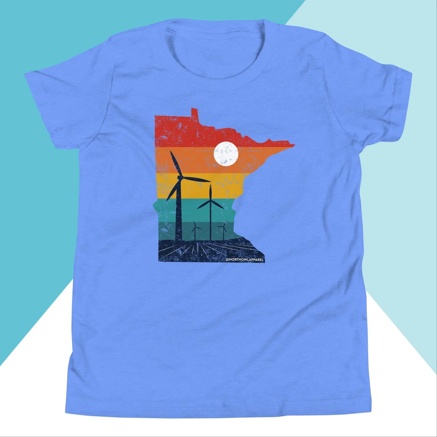 Minnesota Rural Retro Windmill Sunset Youth Kids Shirt North Owl Apparel