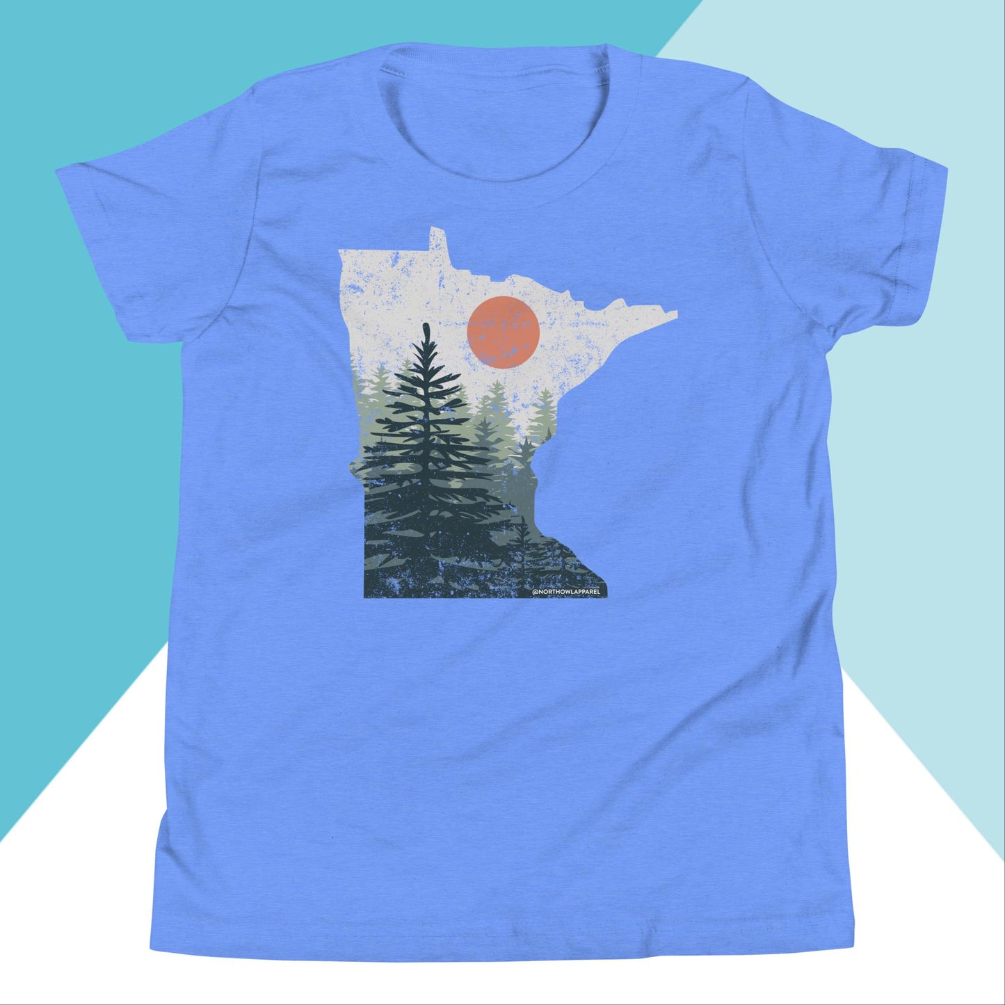 Minnesota Pine Trees Distressed Youth Kids Shirt