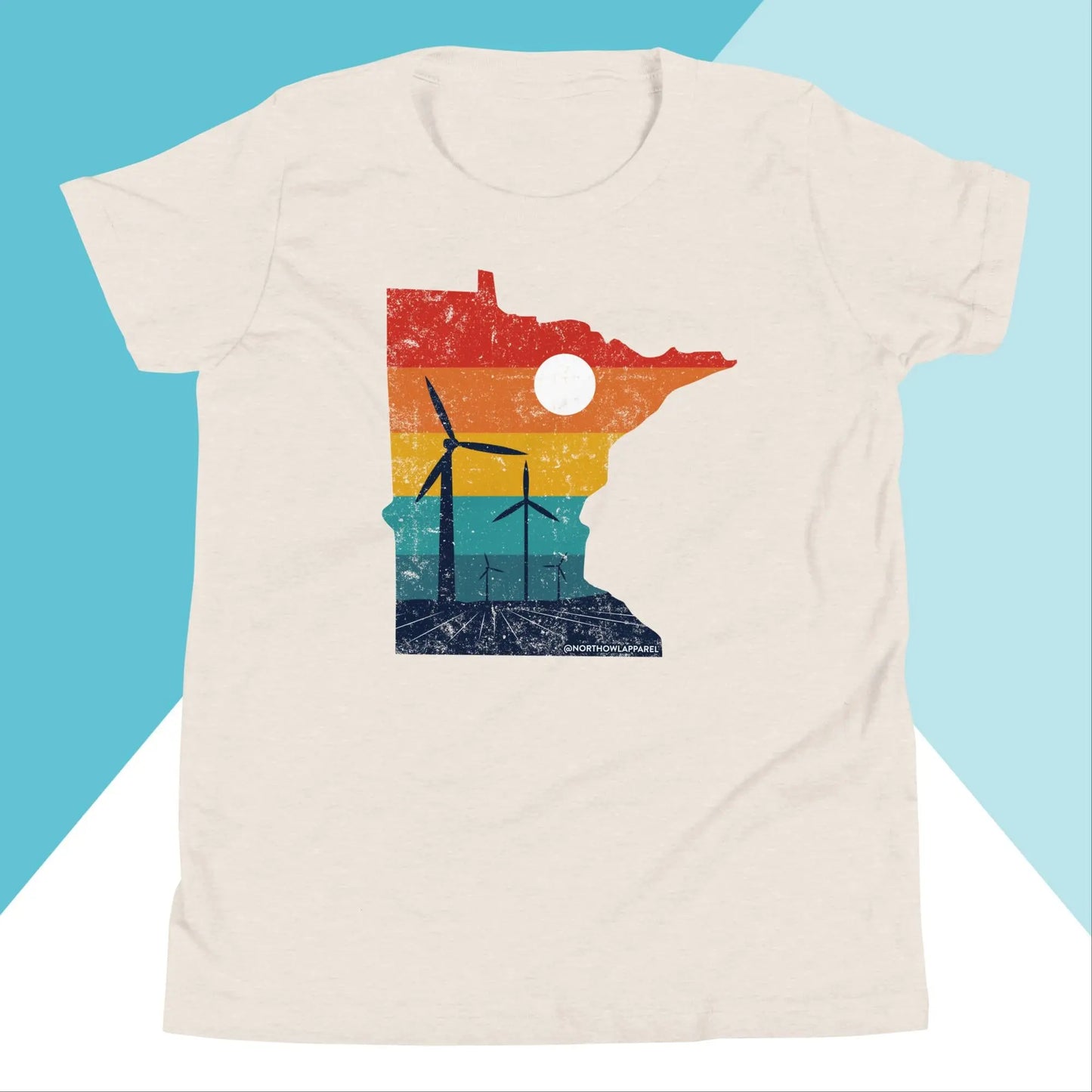 Minnesota Rural Retro Windmill Sunset Youth Kids Shirt North Owl Apparel