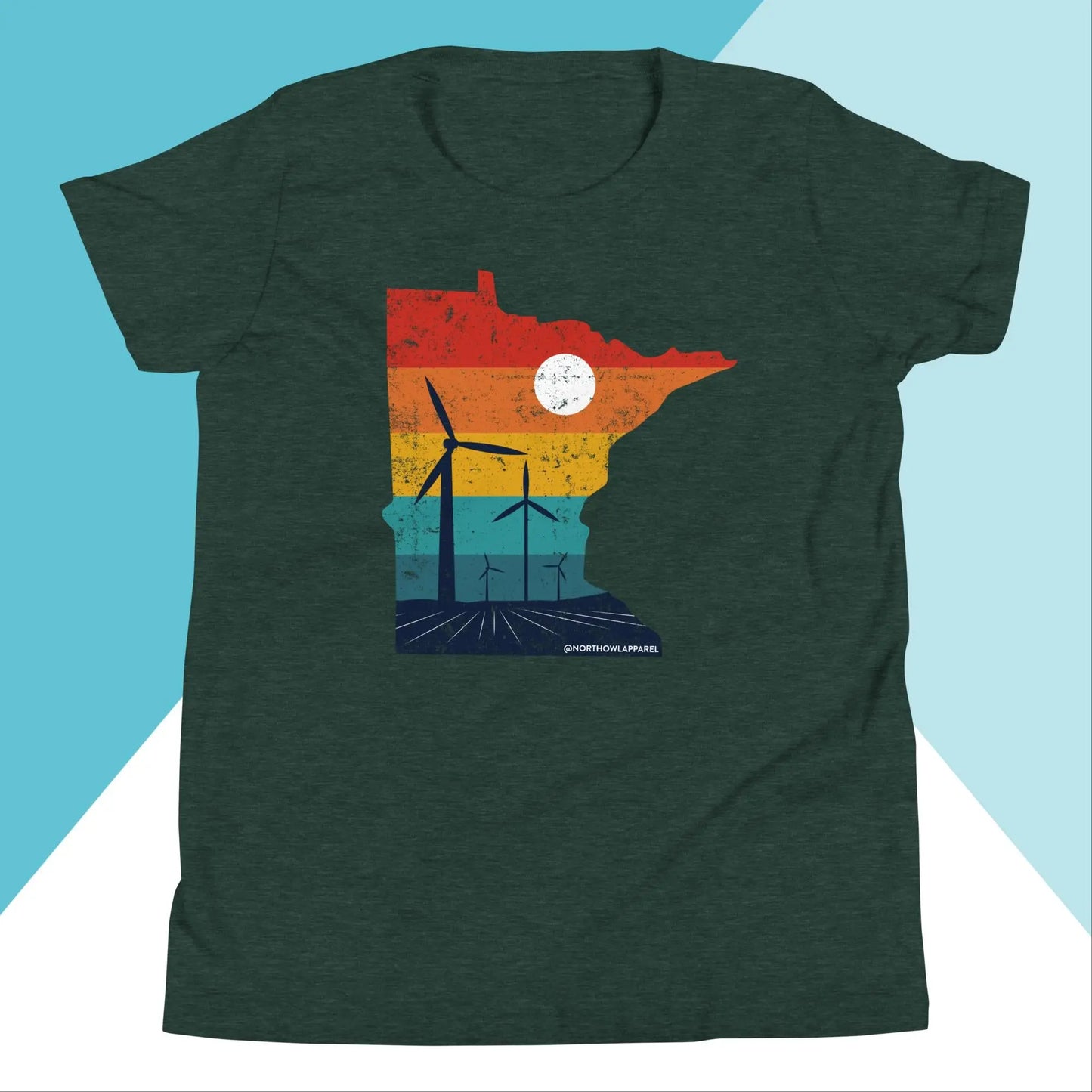 Minnesota Rural Retro Windmill Sunset Youth Kids Shirt North Owl Apparel