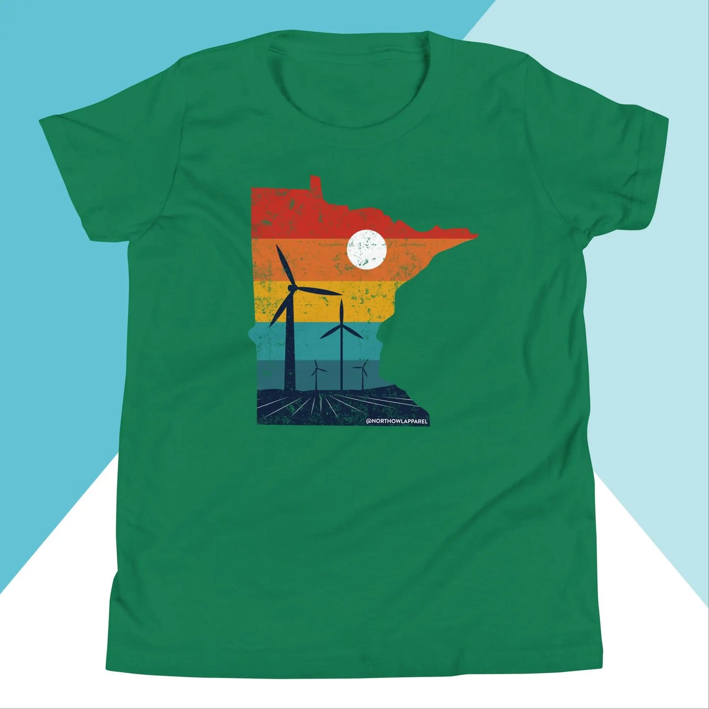 Minnesota Rural Retro Windmill Sunset Youth Kids Shirt North Owl Apparel