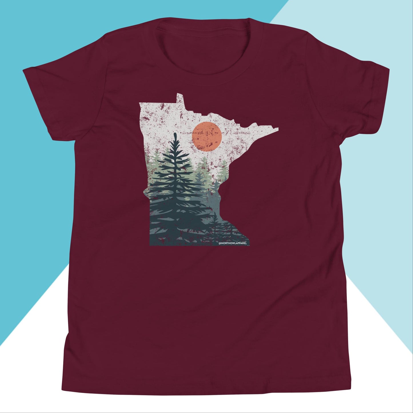 Minnesota Pine Trees Distressed Youth Kids Shirt