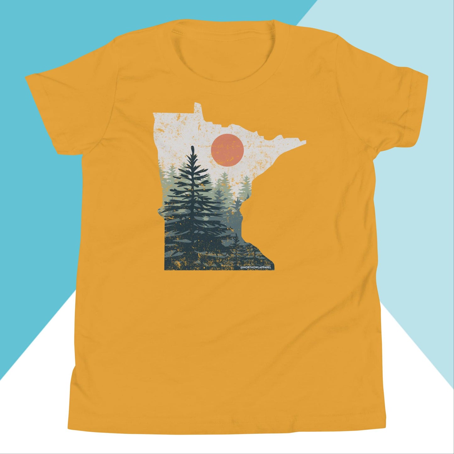 Minnesota Pine Trees Distressed Youth Kids Shirt