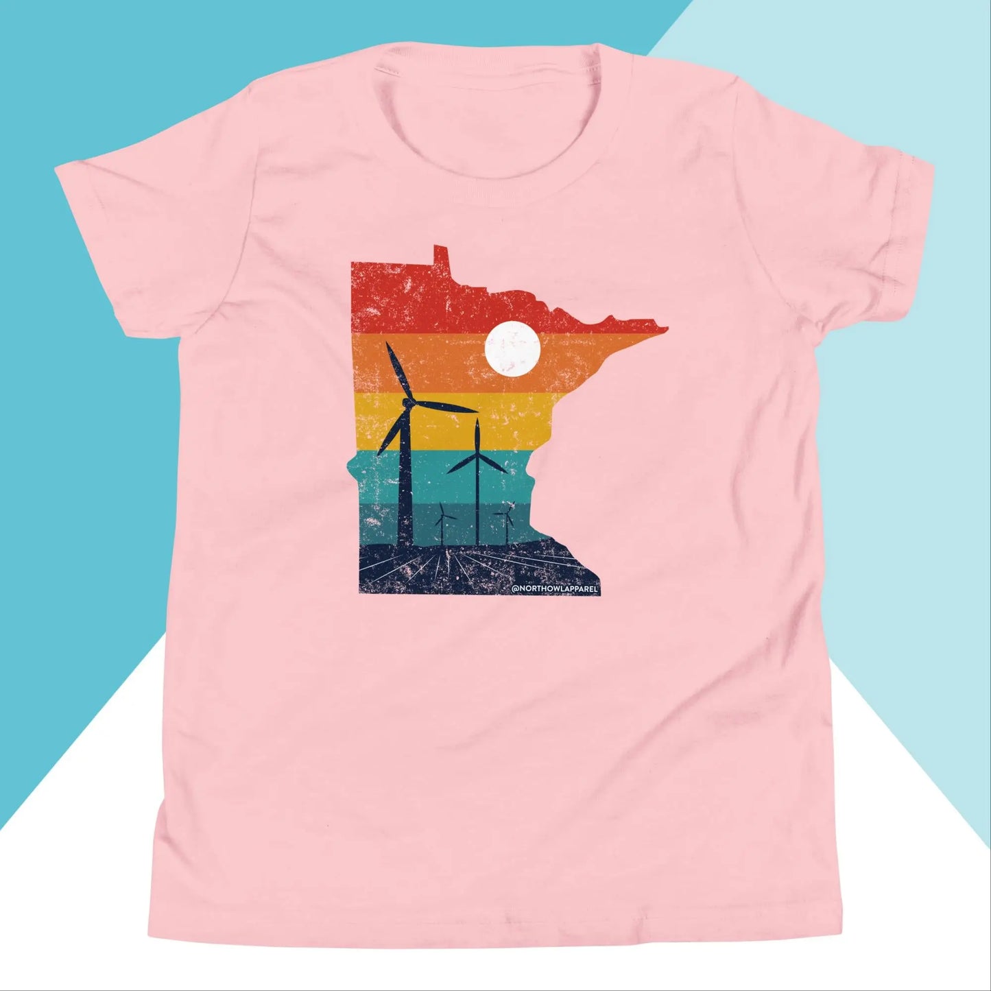 Minnesota Rural Retro Windmill Sunset Youth Kids Shirt North Owl Apparel