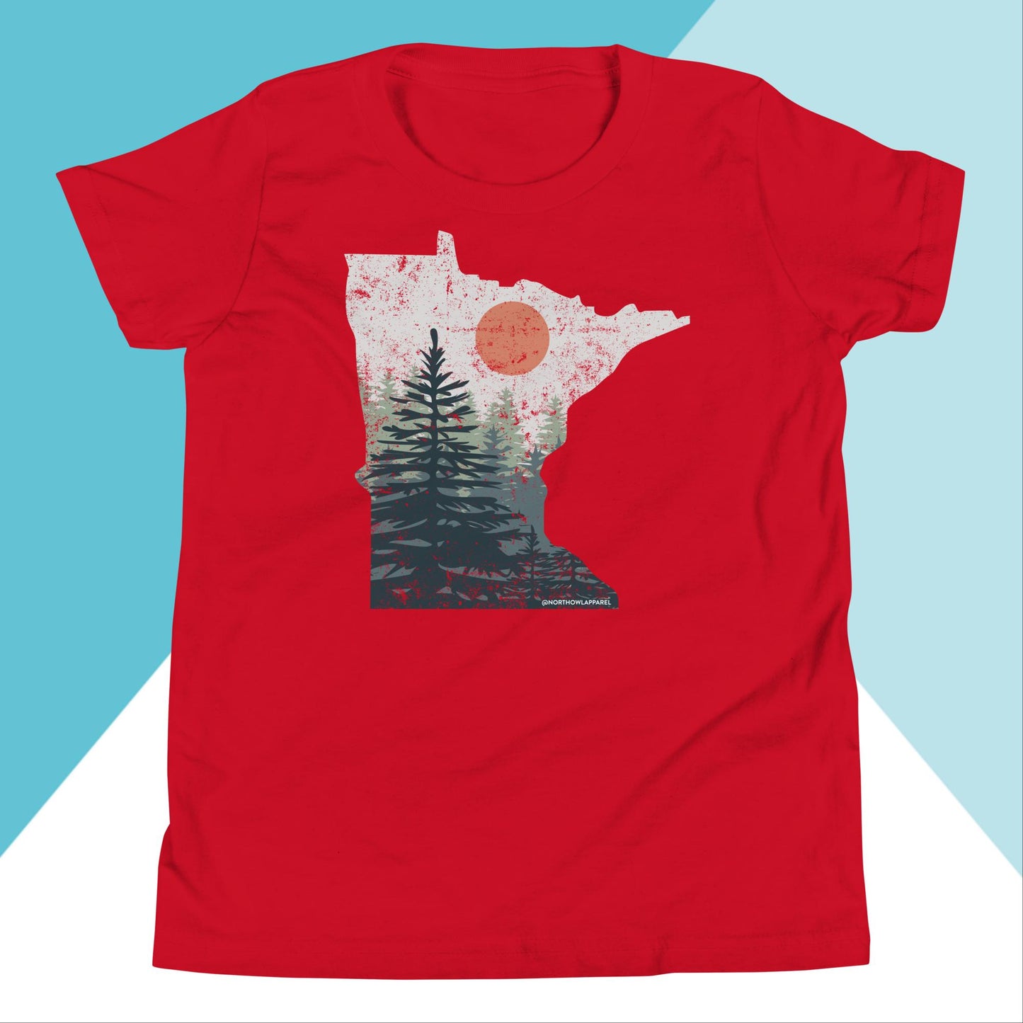 Minnesota Pine Trees Distressed Youth Kids Shirt