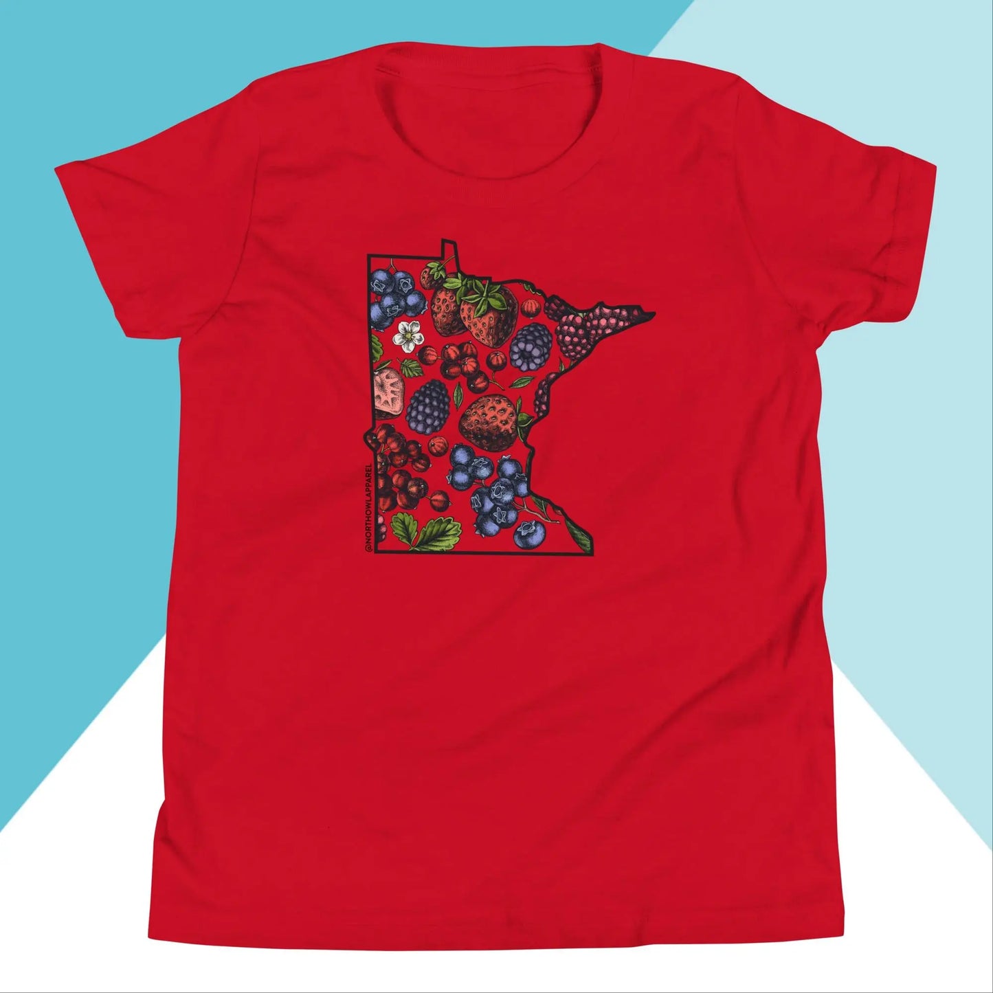 Minnesota Berries Fruit Strawberry Blueberry Raspberry Cherry Youth Shirt North Owl Apparel